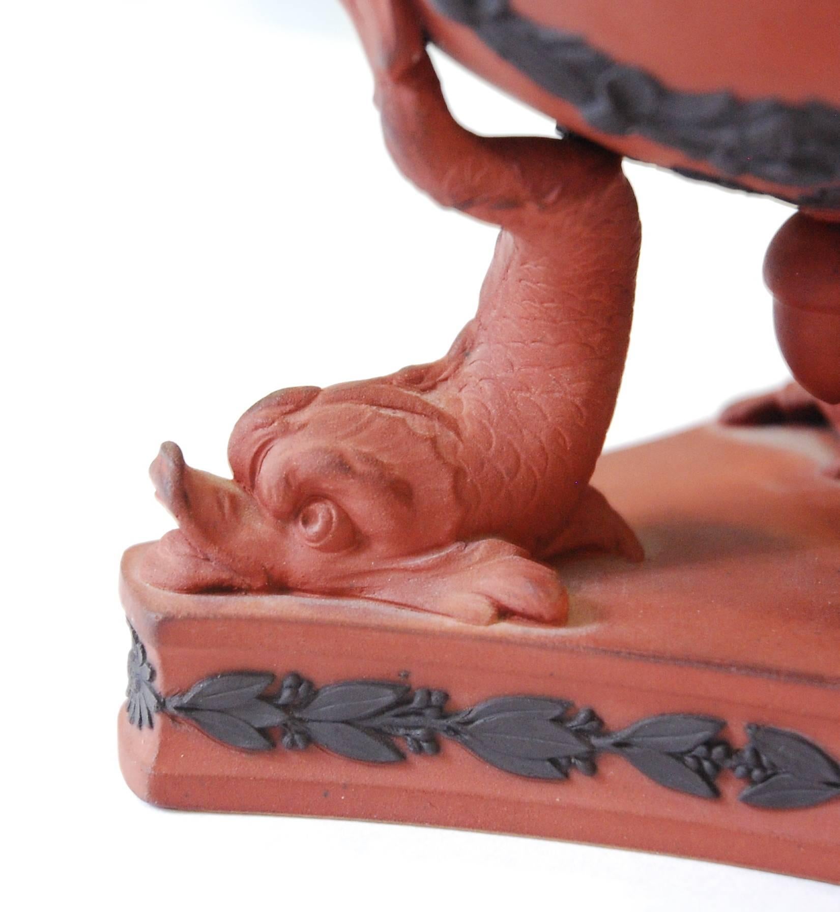 Pastille Burner on Dolphin Supports in Rosso Antico, Wedgwood, circa 1810 In Good Condition In Melbourne, Victoria