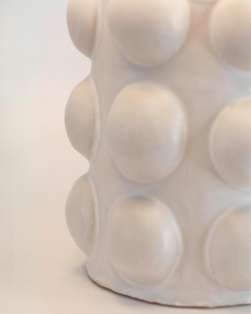French 'Pastille' Satin White Glazed Ceramic Table Lamp by Design Frères For Sale