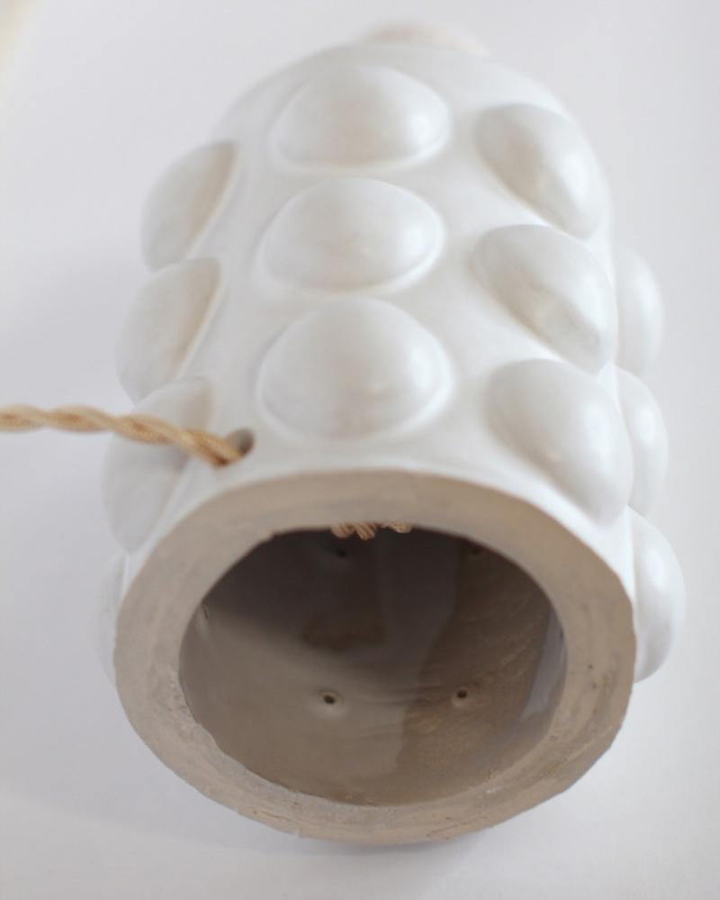 'Pastille' Satin White Glazed Ceramic Table Lamp by Design Frères For Sale 1