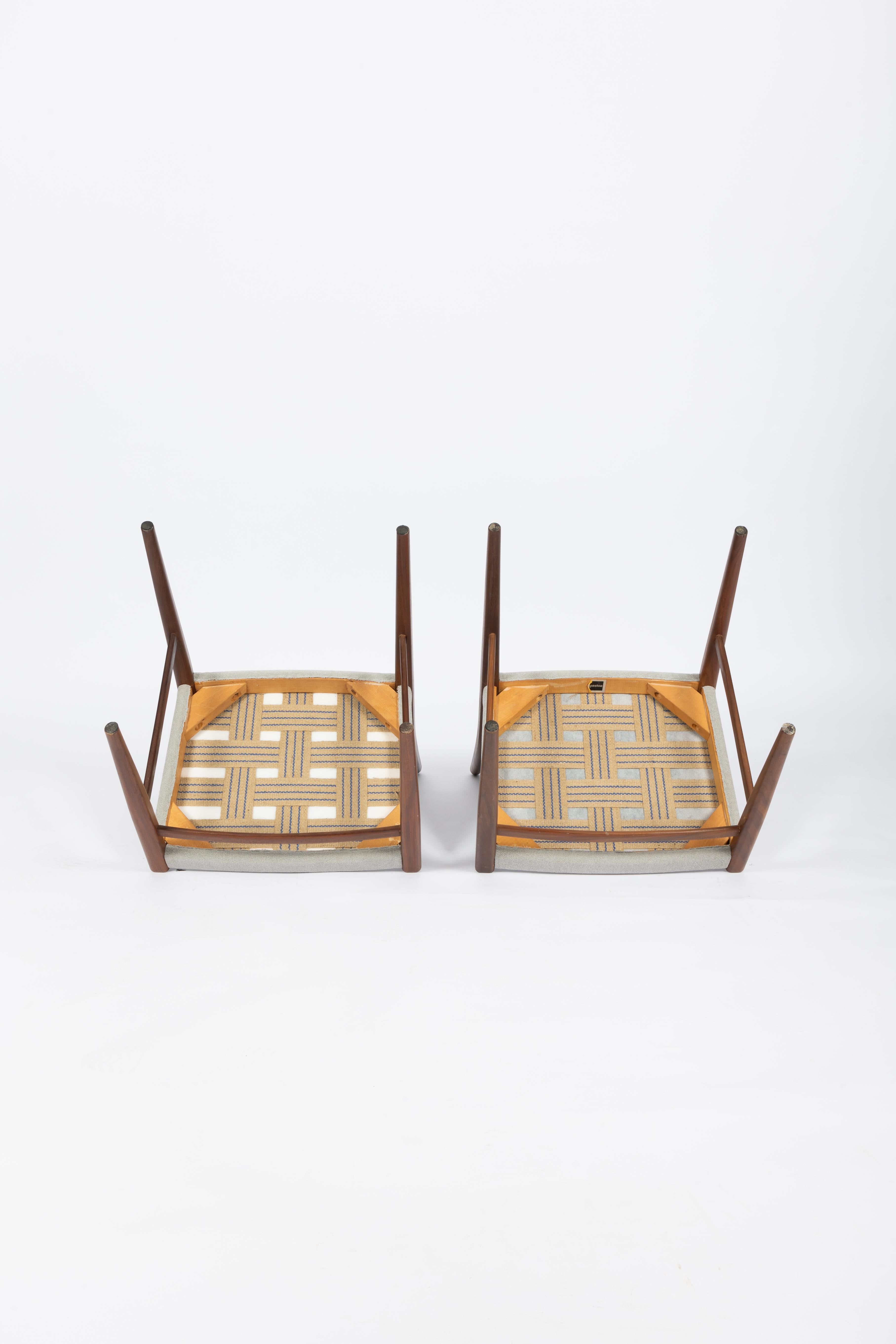Oiled Pastoe: 6 mid-century teak chairs by Cees Braakman, reupholstered For Sale