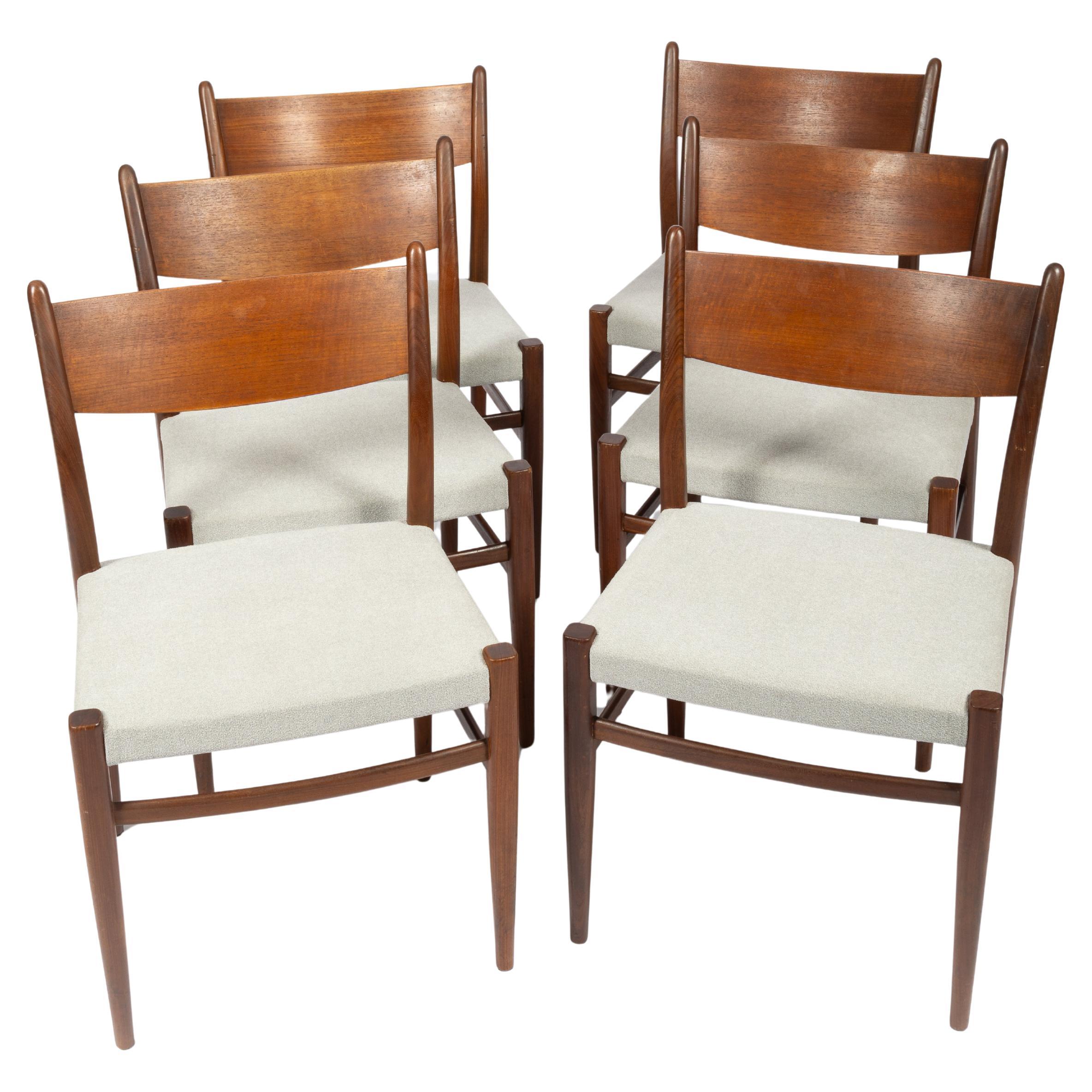 Pastoe: 6 mid-century teak chairs by Cees Braakman, reupholstered For Sale