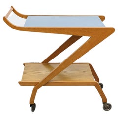 Pastoe 'Attributed' Z Shaped Rolling Bar Cart with Light Blue Top