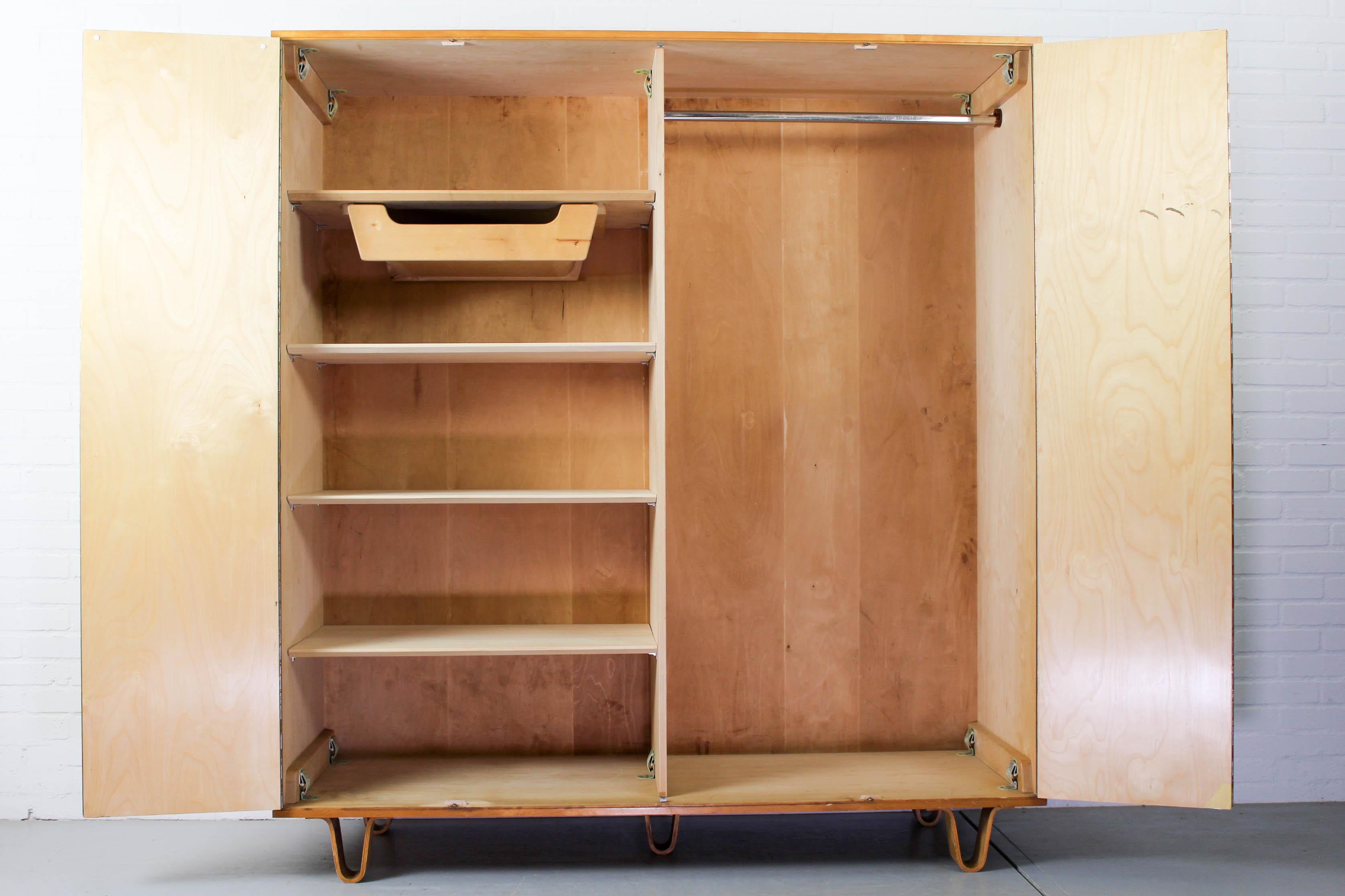 Mid-Century Modern Pastoe Braakman Wardrobe Cabinet Kast KB04 Plywood Legs