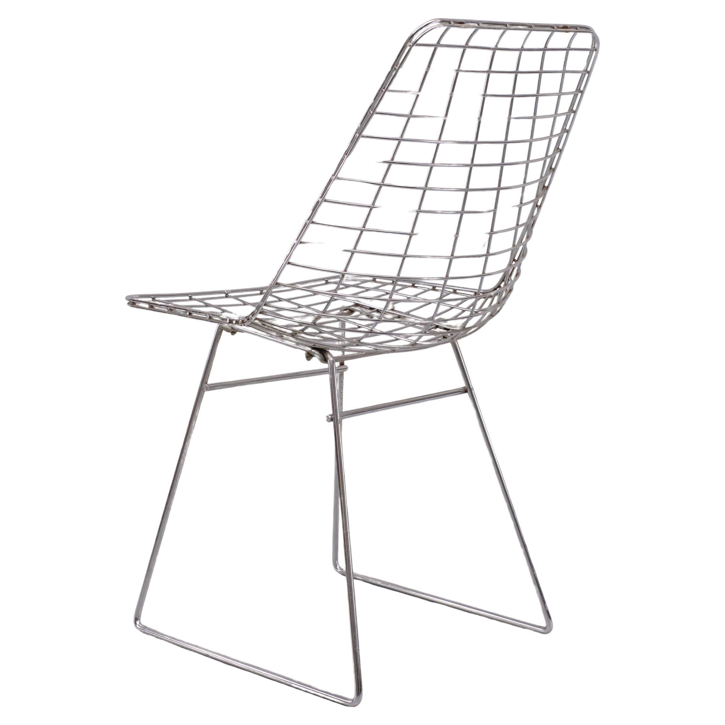 Mid-Century Modern Chaise Pastoe chromée fil d'acier des années 1960  en vente
