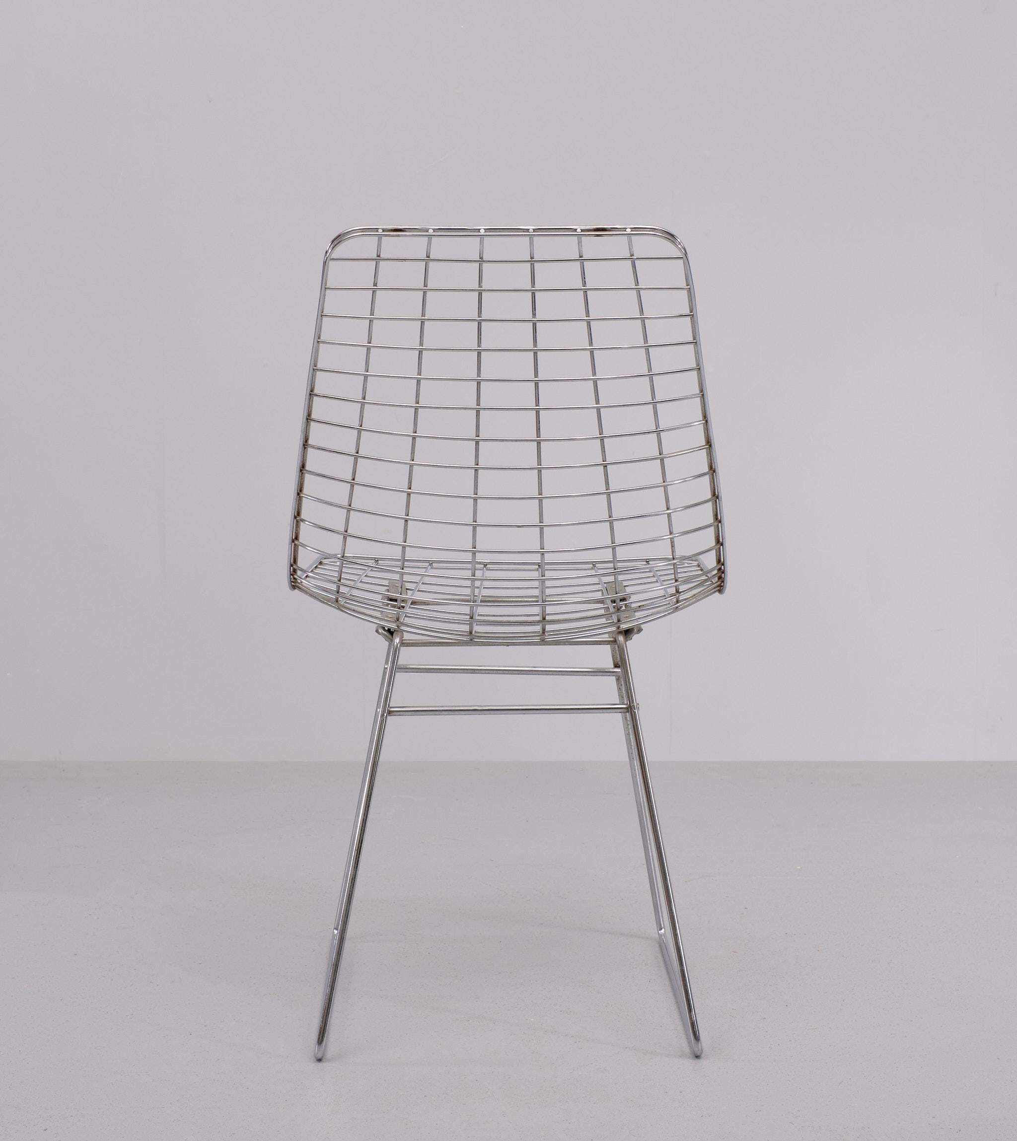 Dutch Pastoe Chrome Steel Wire chair 1960s  For Sale