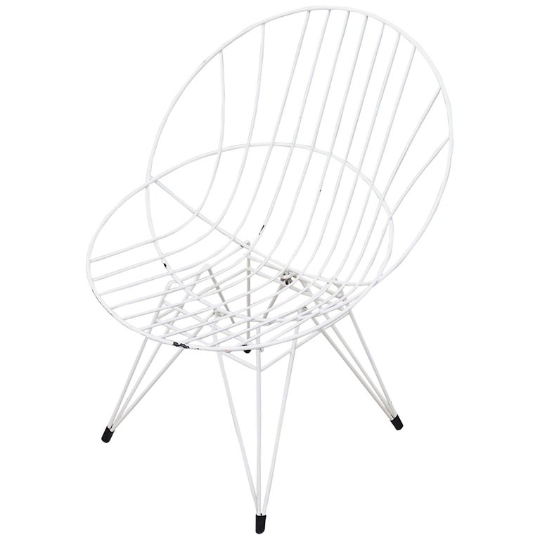 Pastoe "Combex" White Wire Hoop Chair For Sale