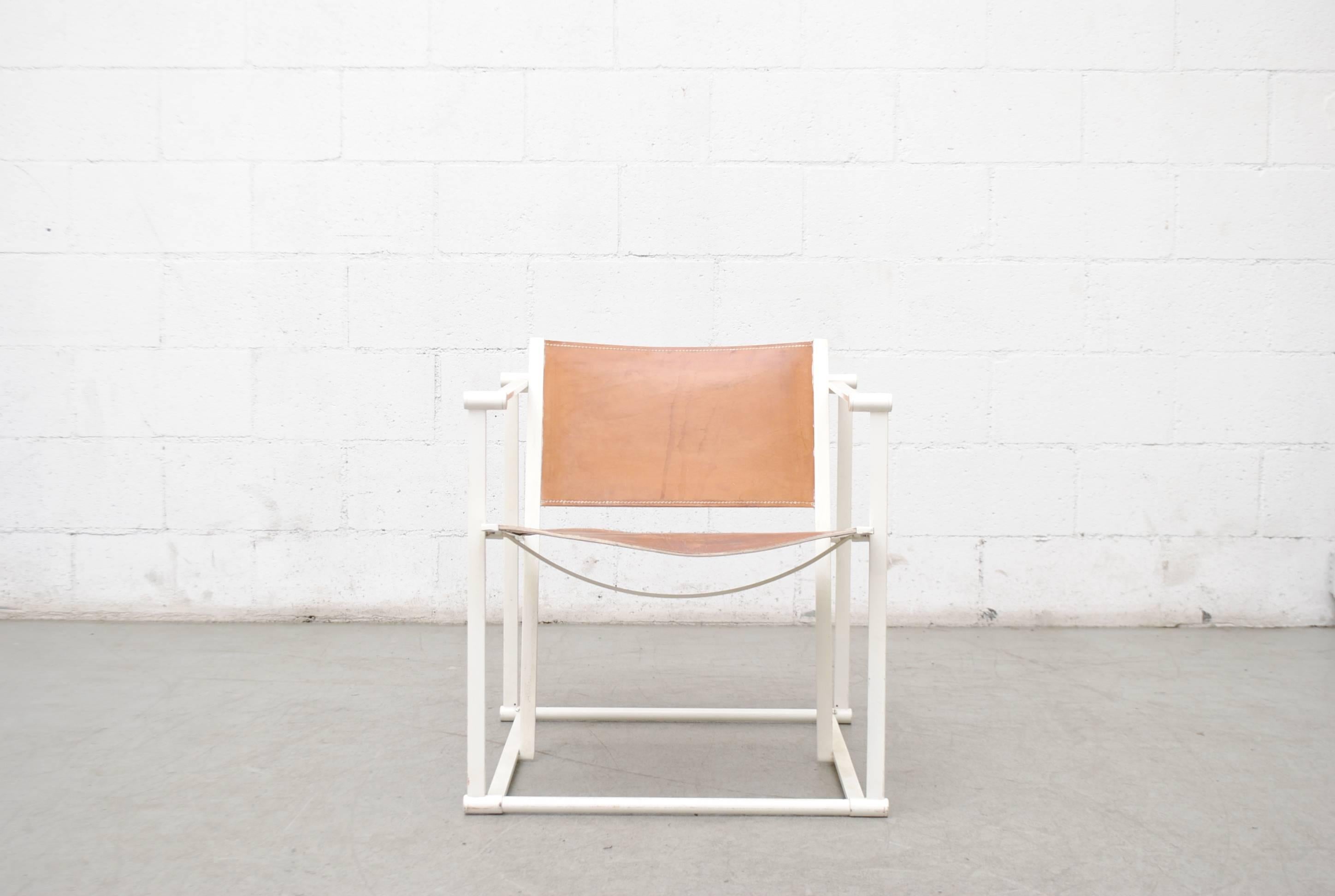 Mid-Century Modern Pastoe Cube Lounge Chair by Radboud Van Beekum in Natural Leather
