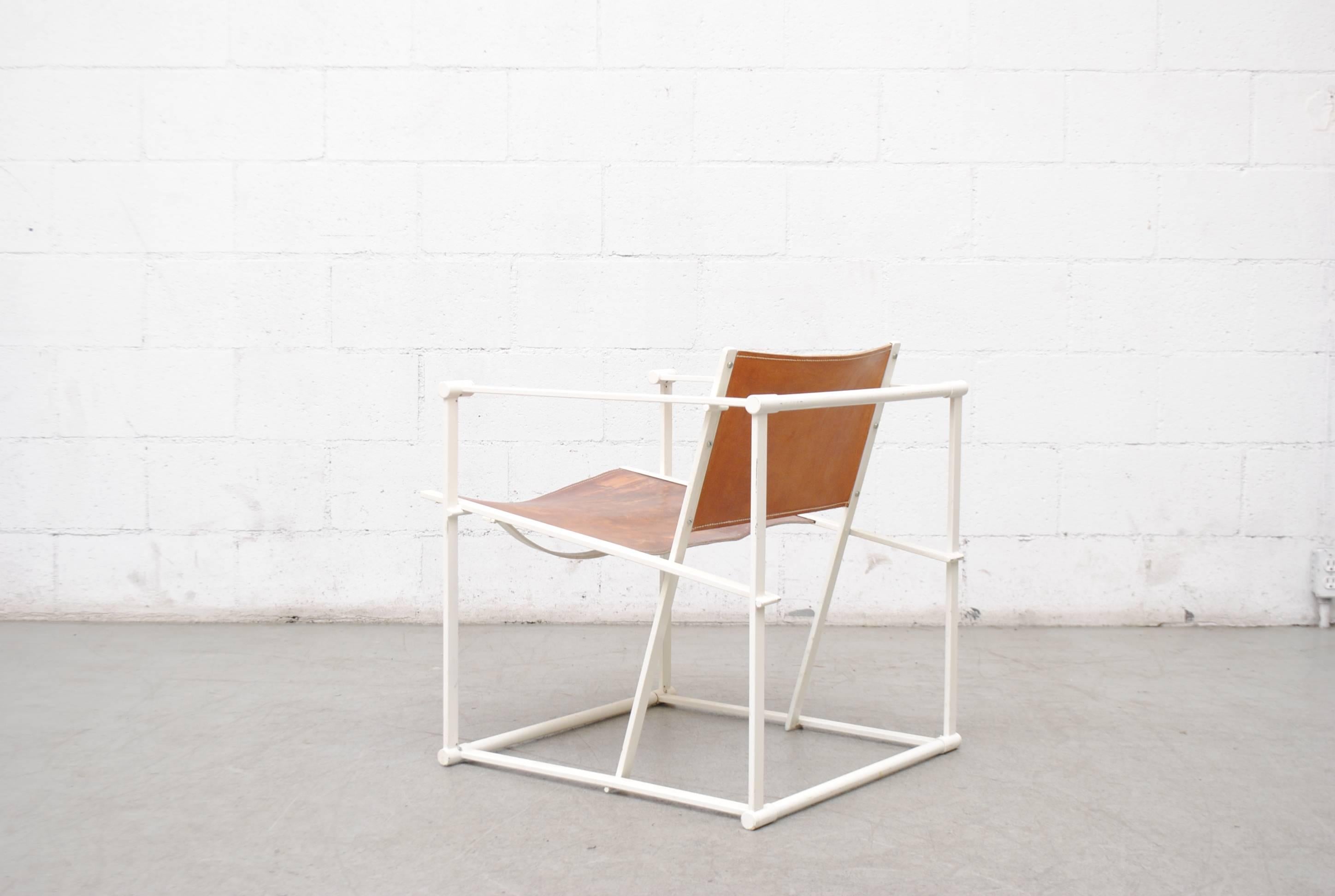 Enameled Pastoe Cube Lounge Chair by Radboud Van Beekum in Natural Leather