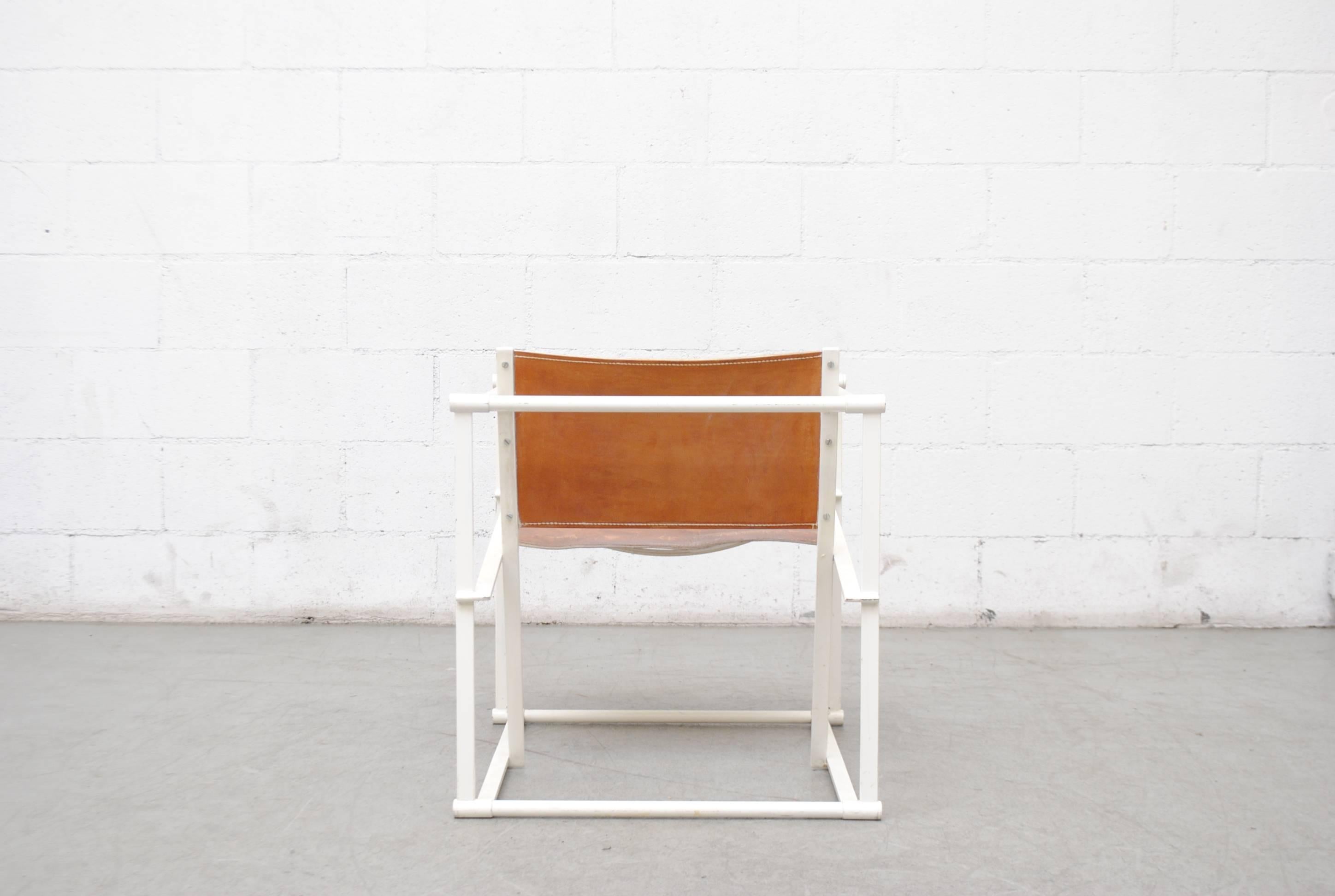 Pastoe Cube Lounge Chair by Radboud Van Beekum in Natural Leather In Good Condition In Los Angeles, CA