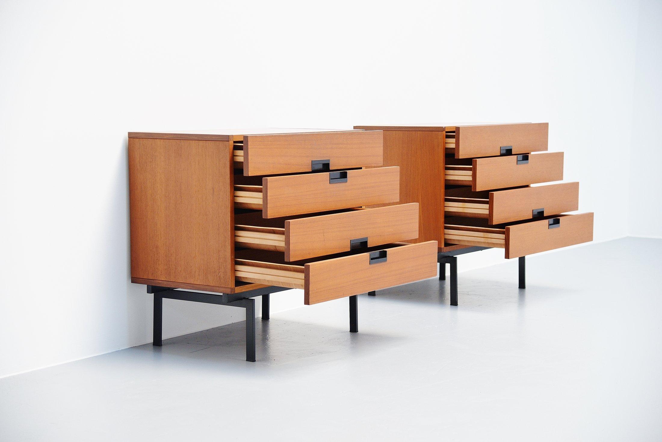 Cold-Painted Pastoe DU10 Drawer Cabinets by Cees Braakman, 1958
