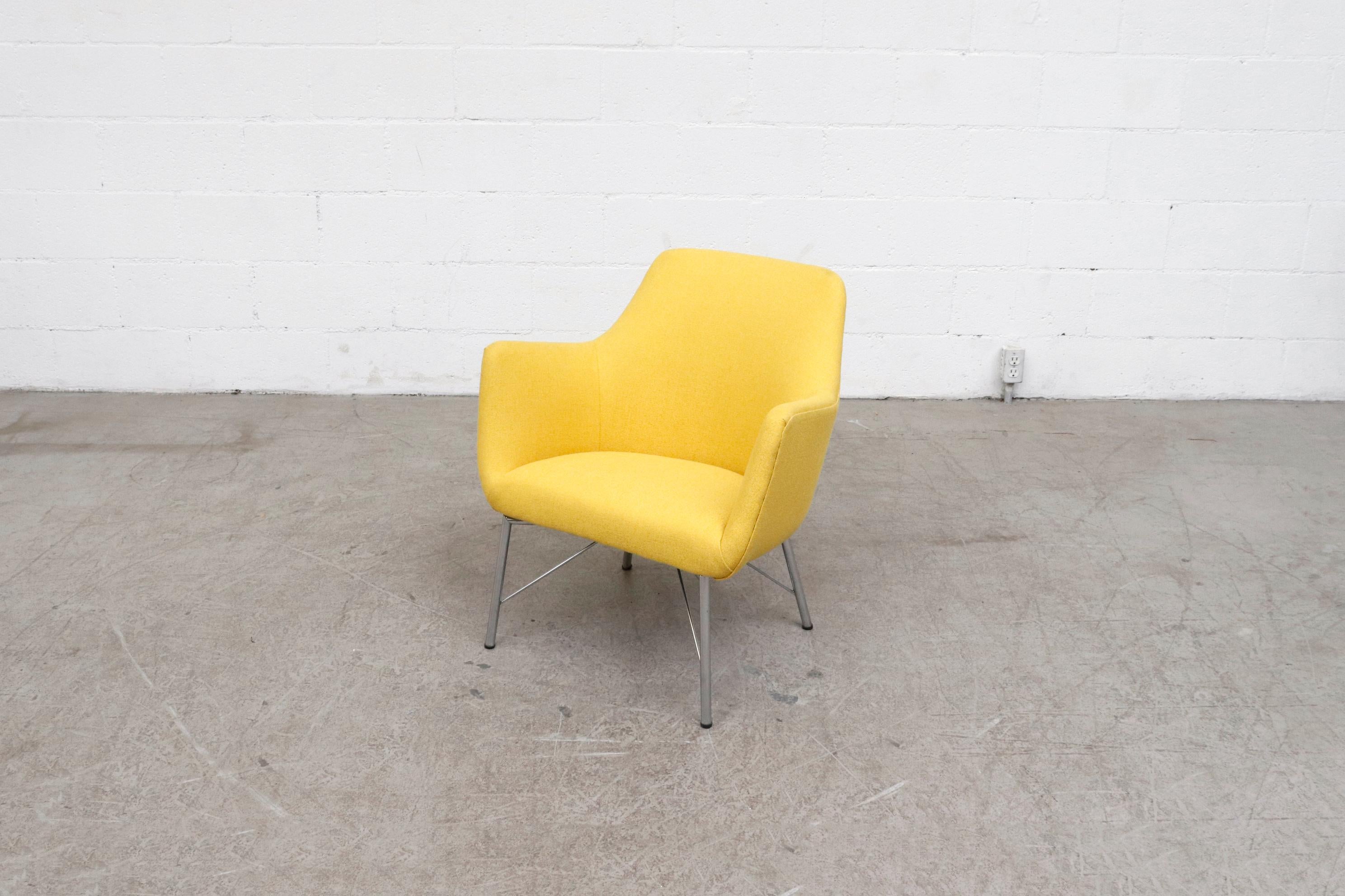 Metal Pastoe Ekselius Lounge Chair for Pastoe in Canary Yellow