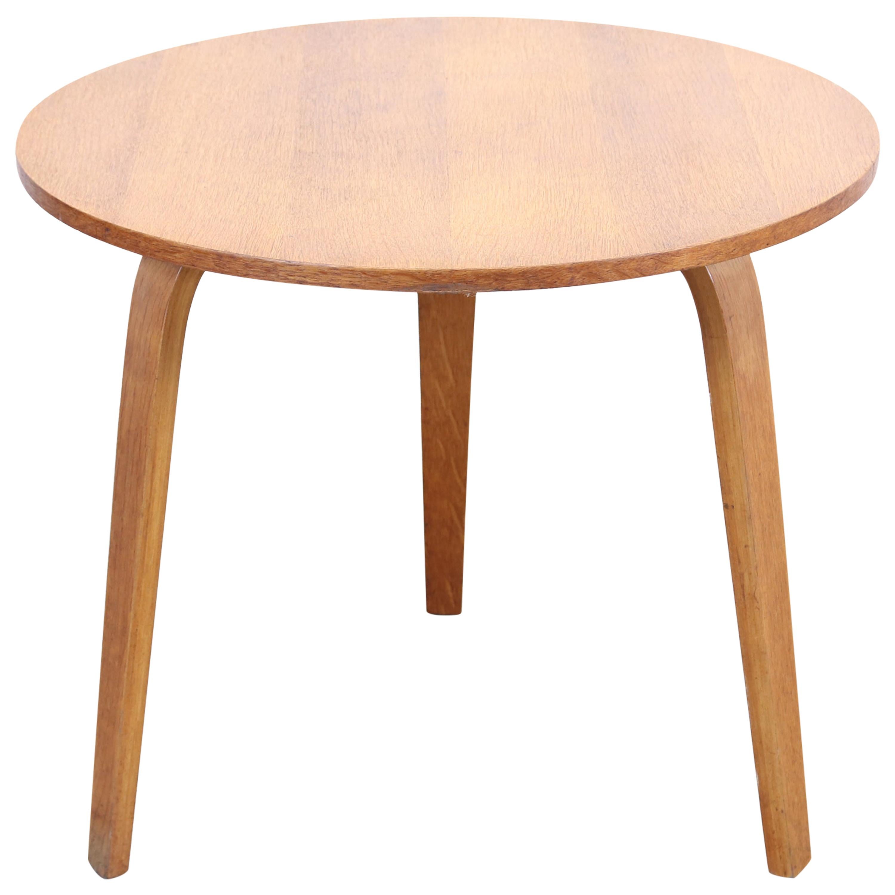 Dutch Oak plywood Round Side Table by Cees Braakman for Pastoe, 1950's 