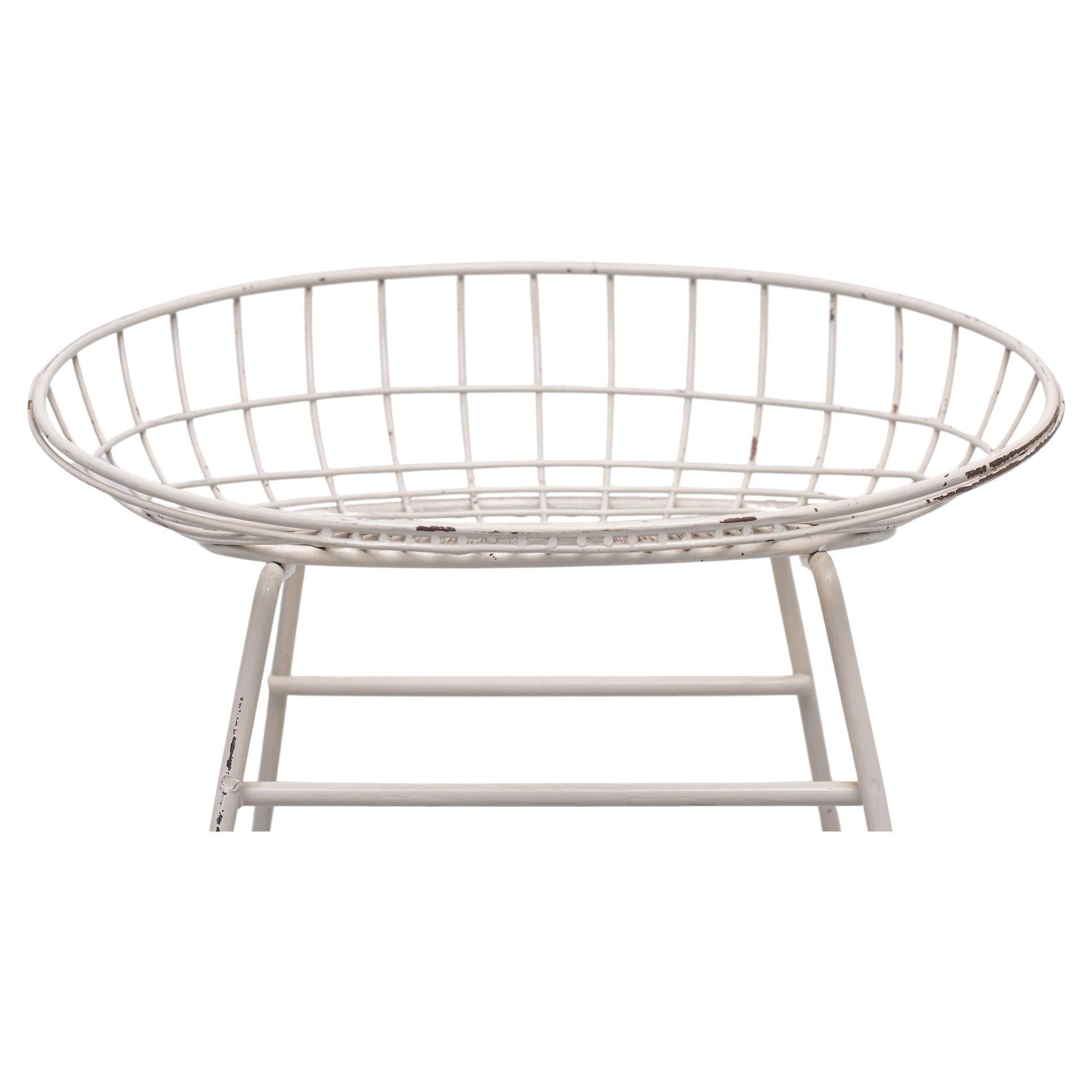 Pastoe Wire Stool Model Km05, Cees Braakman 1950s  In Good Condition For Sale In Den Haag, NL
