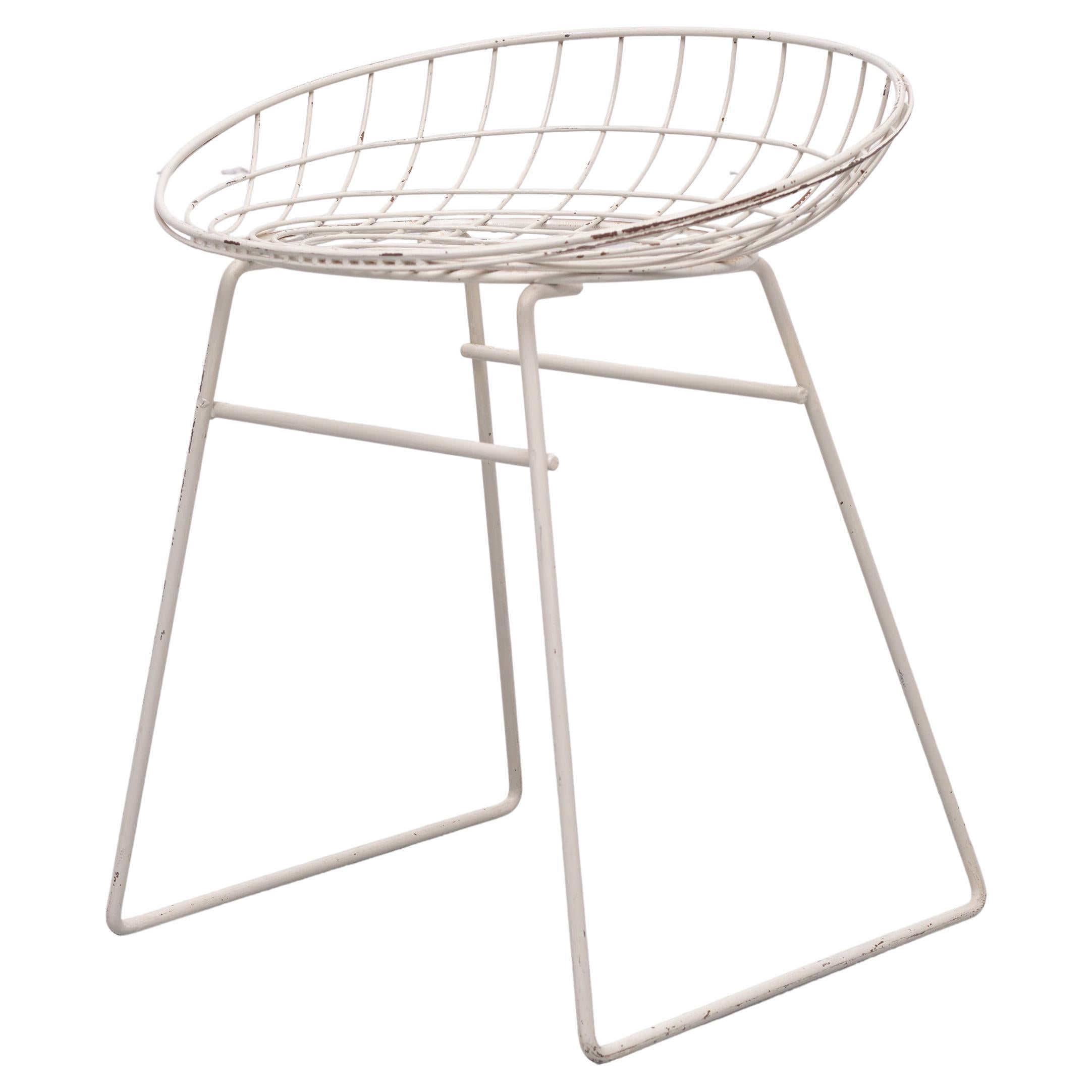 Tabouret en fil de fer à pastoe Modèle Km05, Cees Braakman, années 1950 