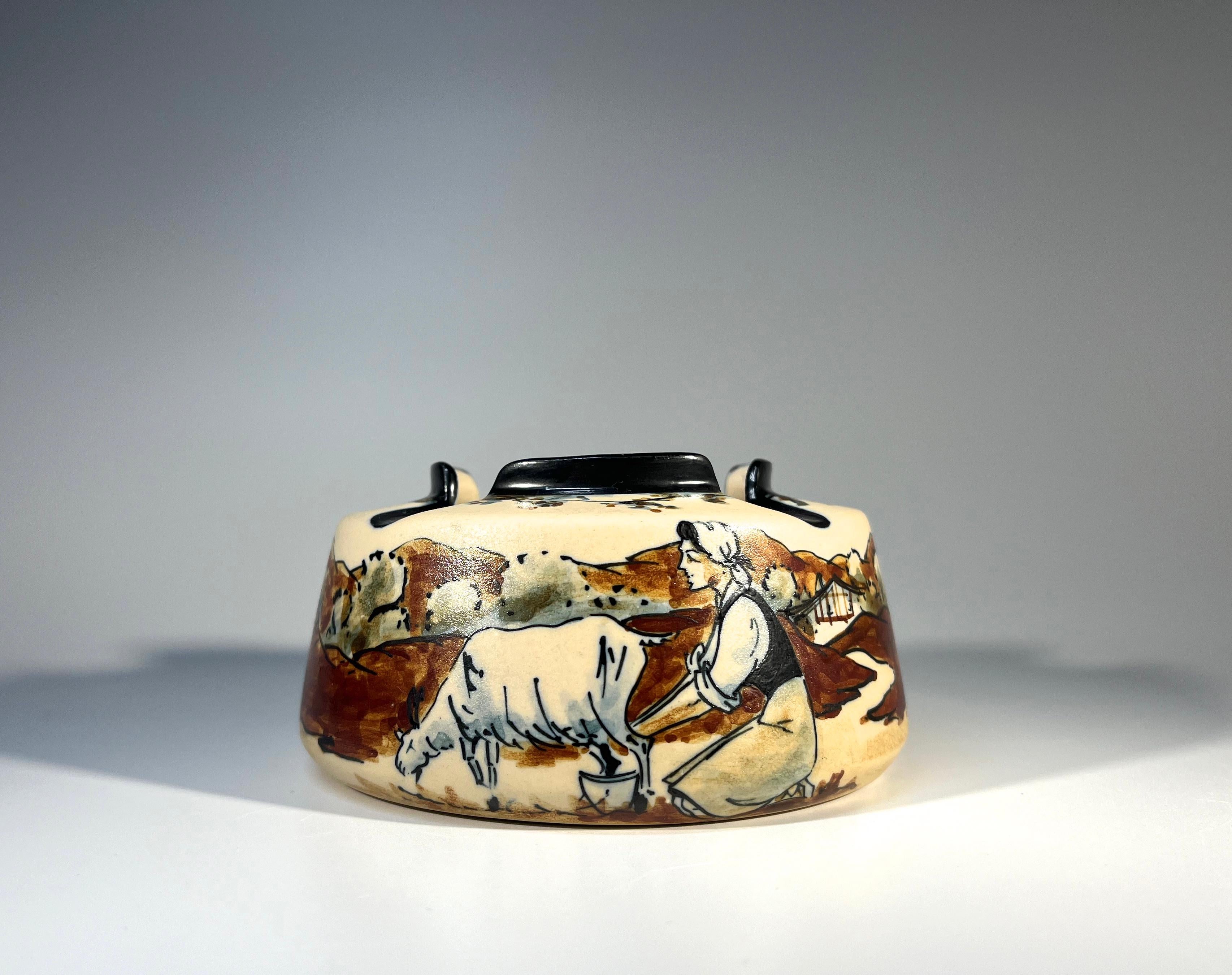 Français Cendrier de scène pastorale basque par Monique Ordoqui, pour RF Ciboure, France, années 1970 en vente