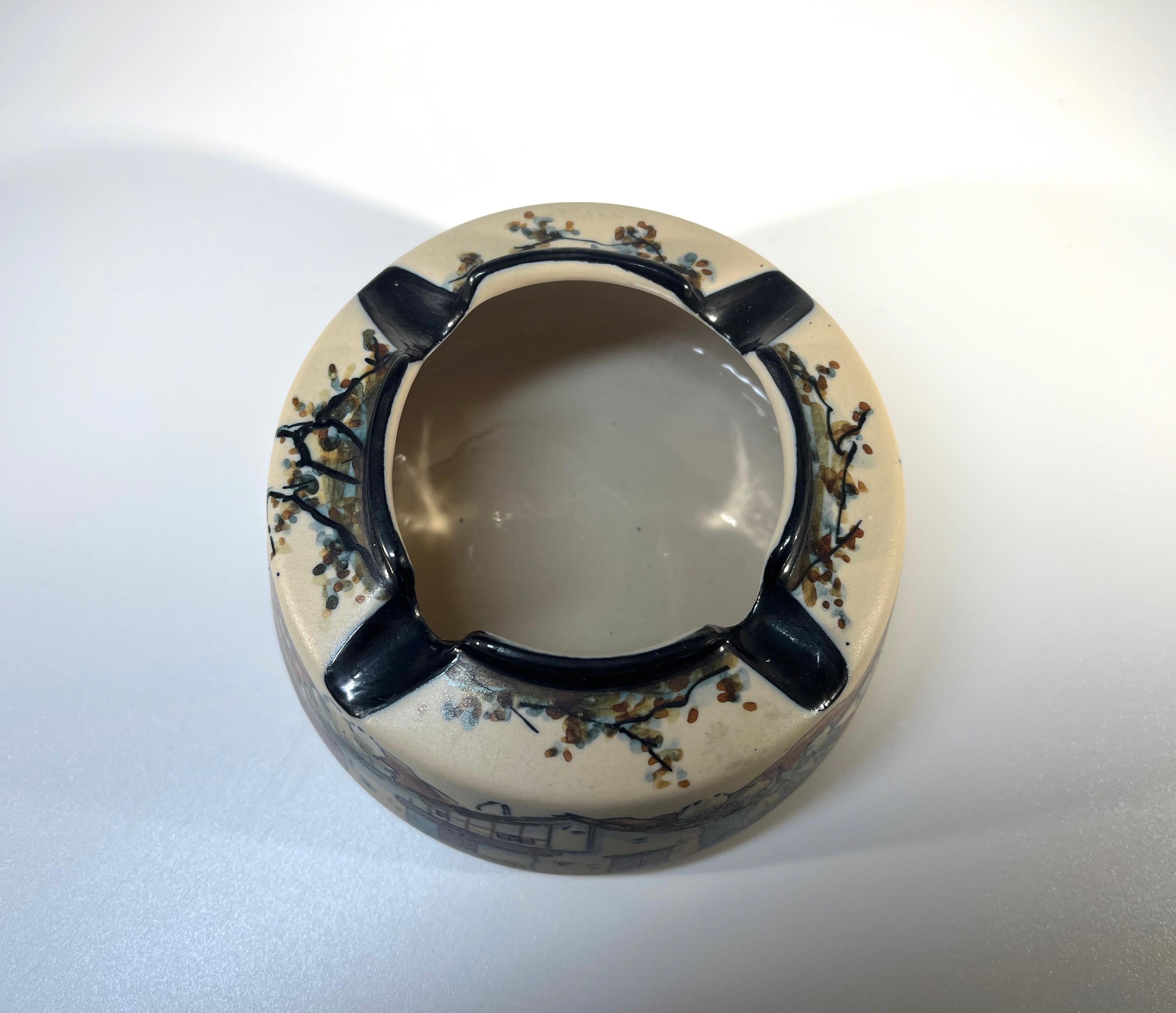 20th Century Pastoral Basque Scene Ashtray By Monique Ordoqui, For RF Ciboure, France 1970's For Sale