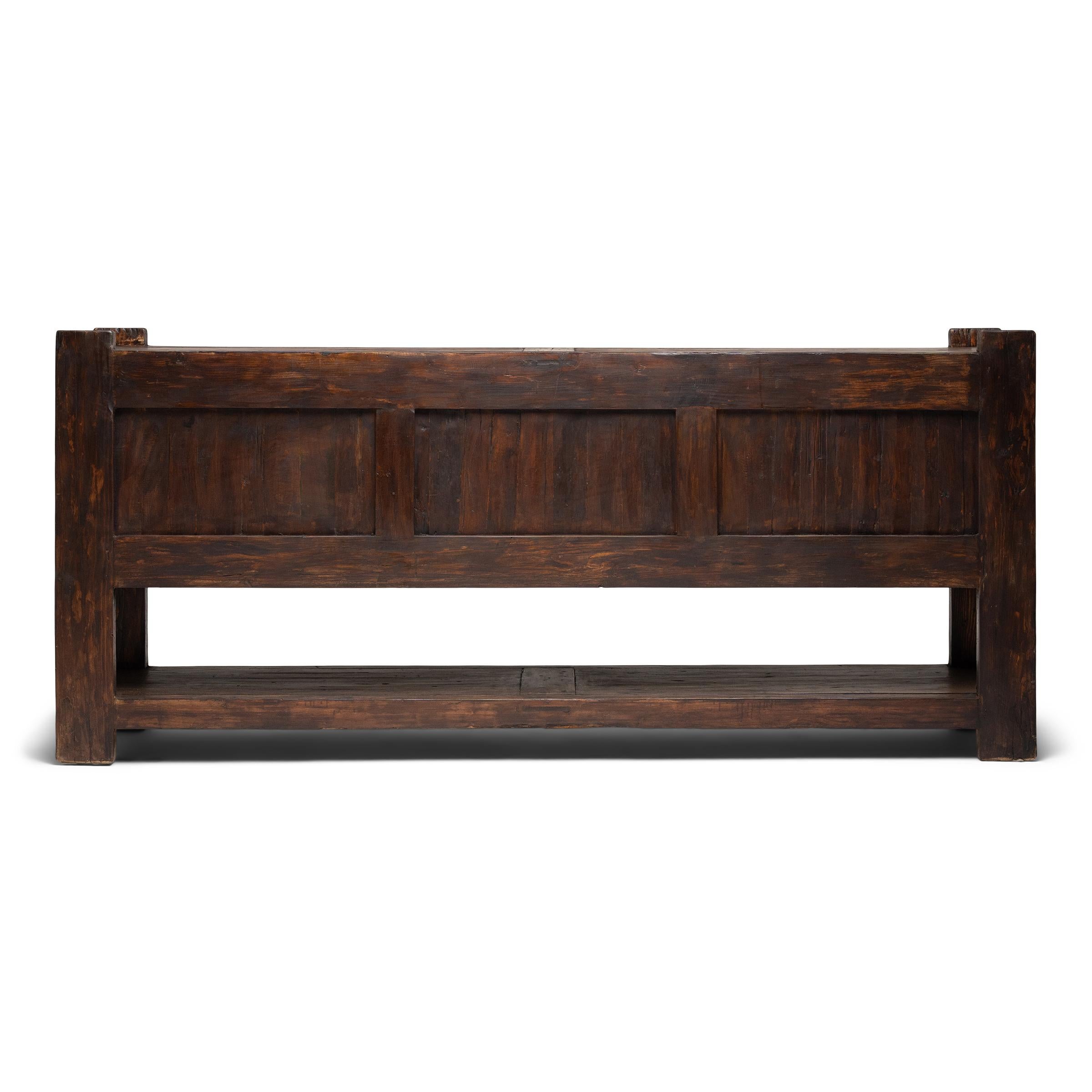 Pine Pastoral Chinese Keeper's Coffer, c. 1900 For Sale