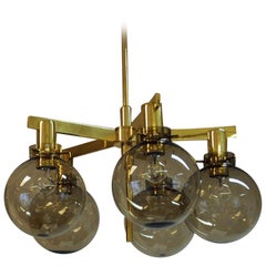 Pastoral Five Armed Ceilinglamp T348/5 Smoked Glassdomes 1959, HAJ Sweden