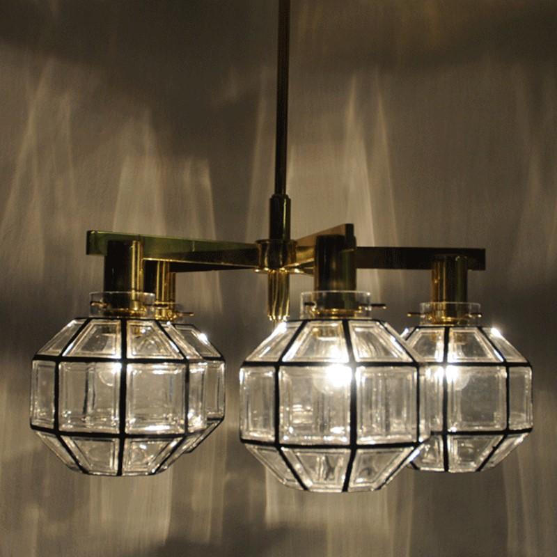 Brass Pastoral Fivearmed Ceiling Lamp T348/5D from 1959 by Hans-Agne Jakobsson, Sweden