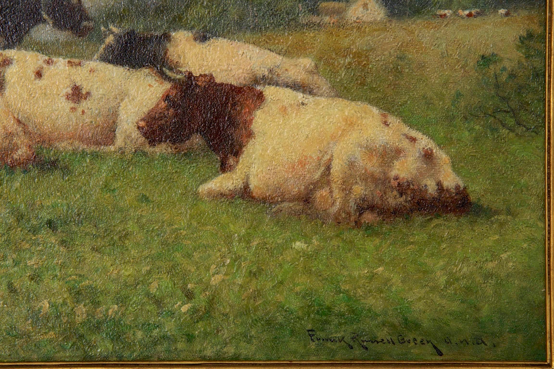 Pastoral Landscape Antique Painting by Frank Russell Green In Good Condition In Shippensburg, PA