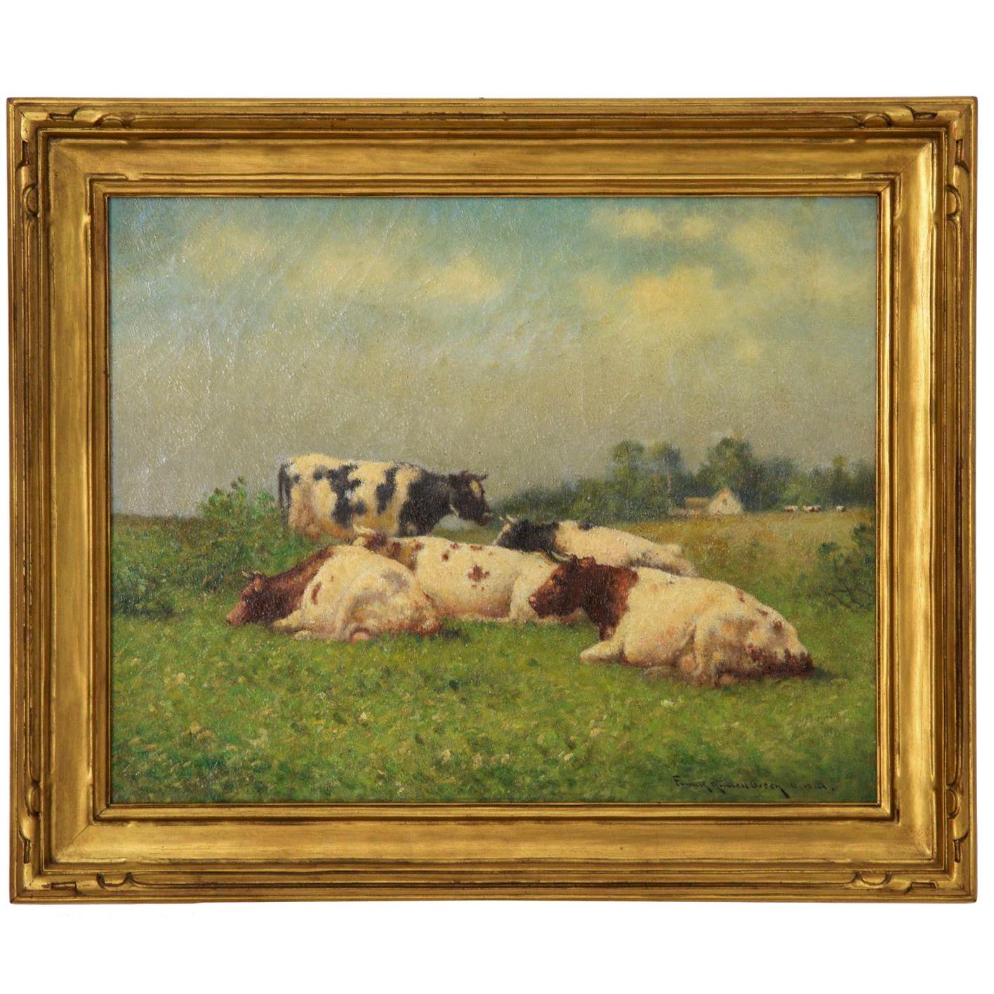 Pastoral Landscape Antique Painting by Frank Russell Green