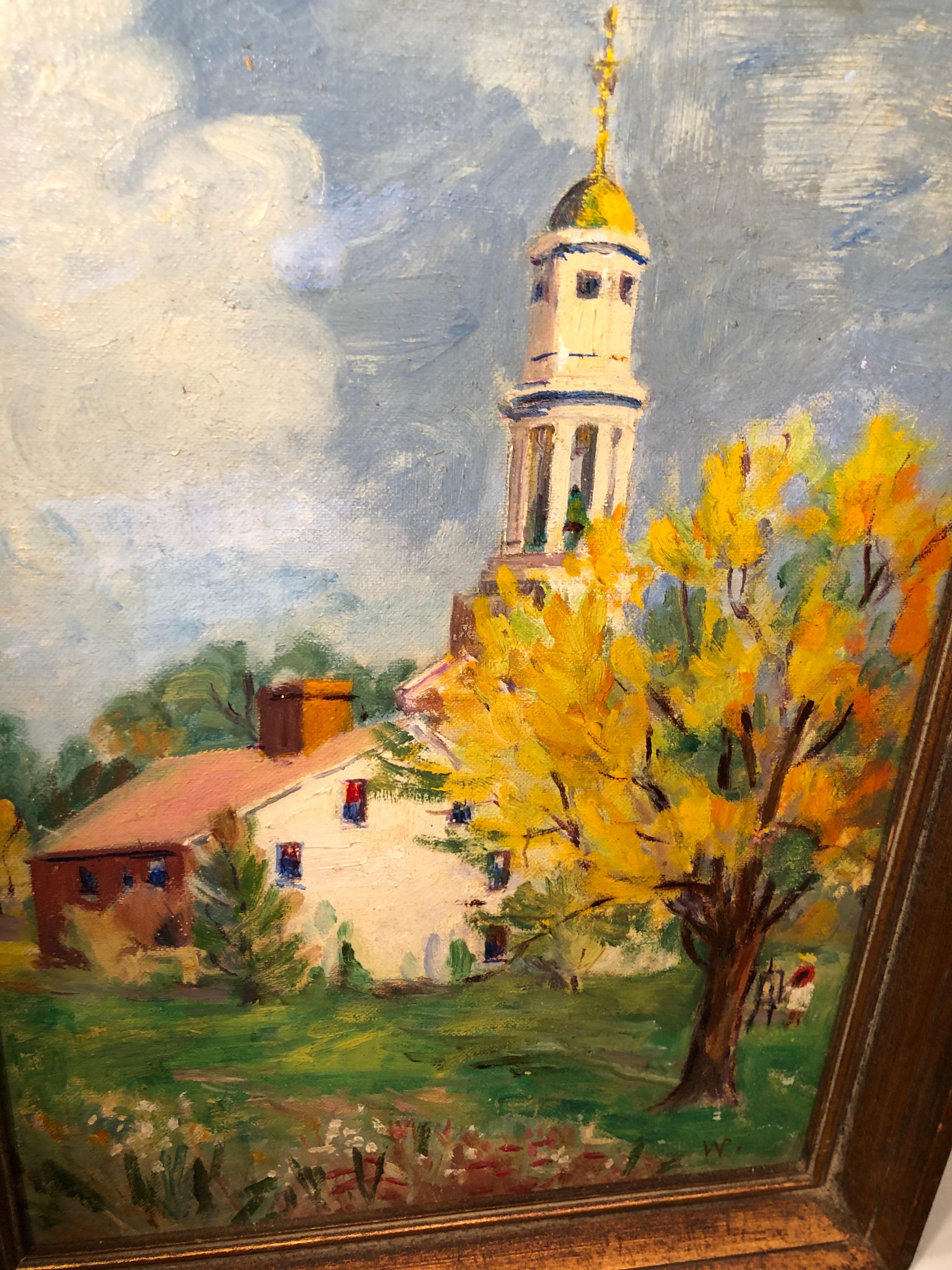 Pastoral Oil on Board of Church For Sale 2