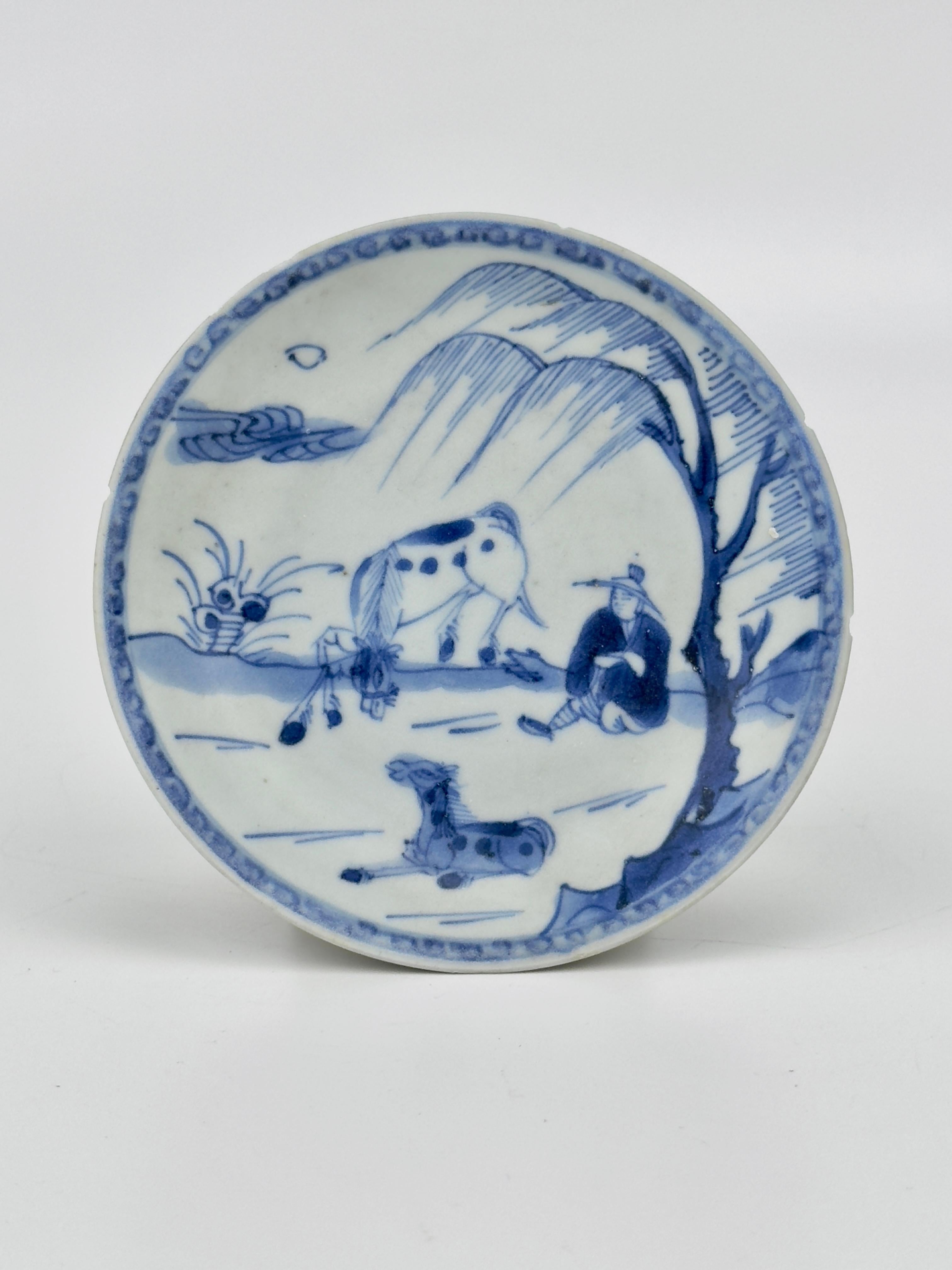 Pastoral Scene Blue And White Saucer Circa 1725, Qing Dynasty, Yongzheng Reign 3