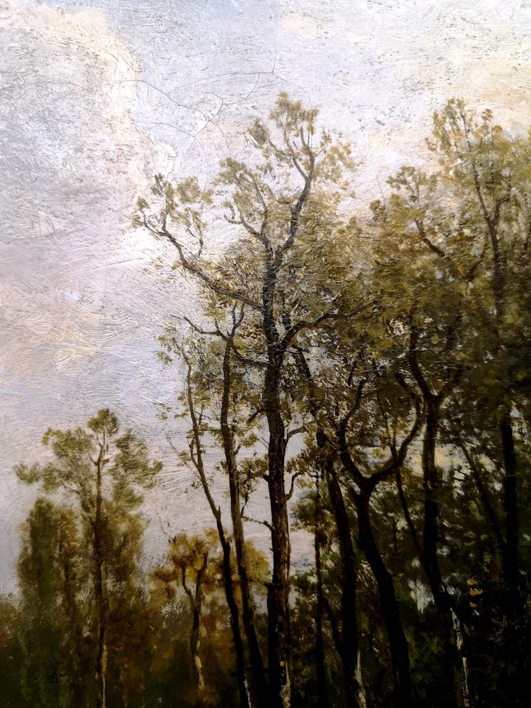 Pastoral Scene by Gustav Ranzoni, 1881, Oil on Canvas with Gold-Plated ...