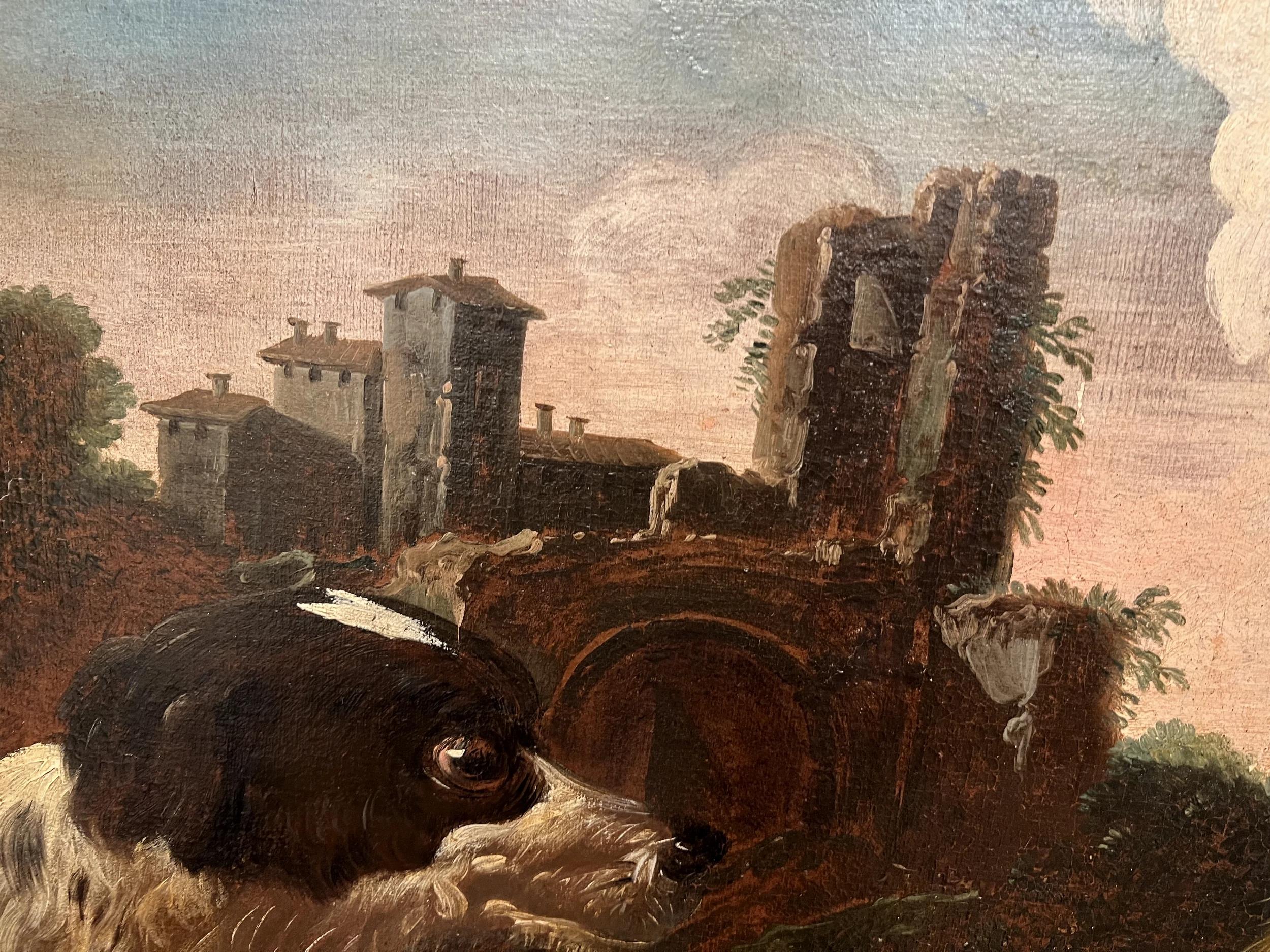 Pastoral scene, oil on canvas, by P. P. Roos dit Rosa Da Tivoli Italy circa 1680 For Sale 3