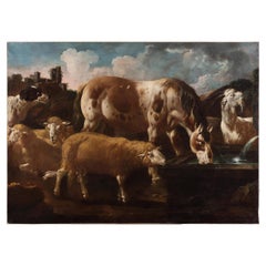 Used Pastoral scene, oil on canvas, by P. P. Roos dit Rosa Da Tivoli Italy circa 1680