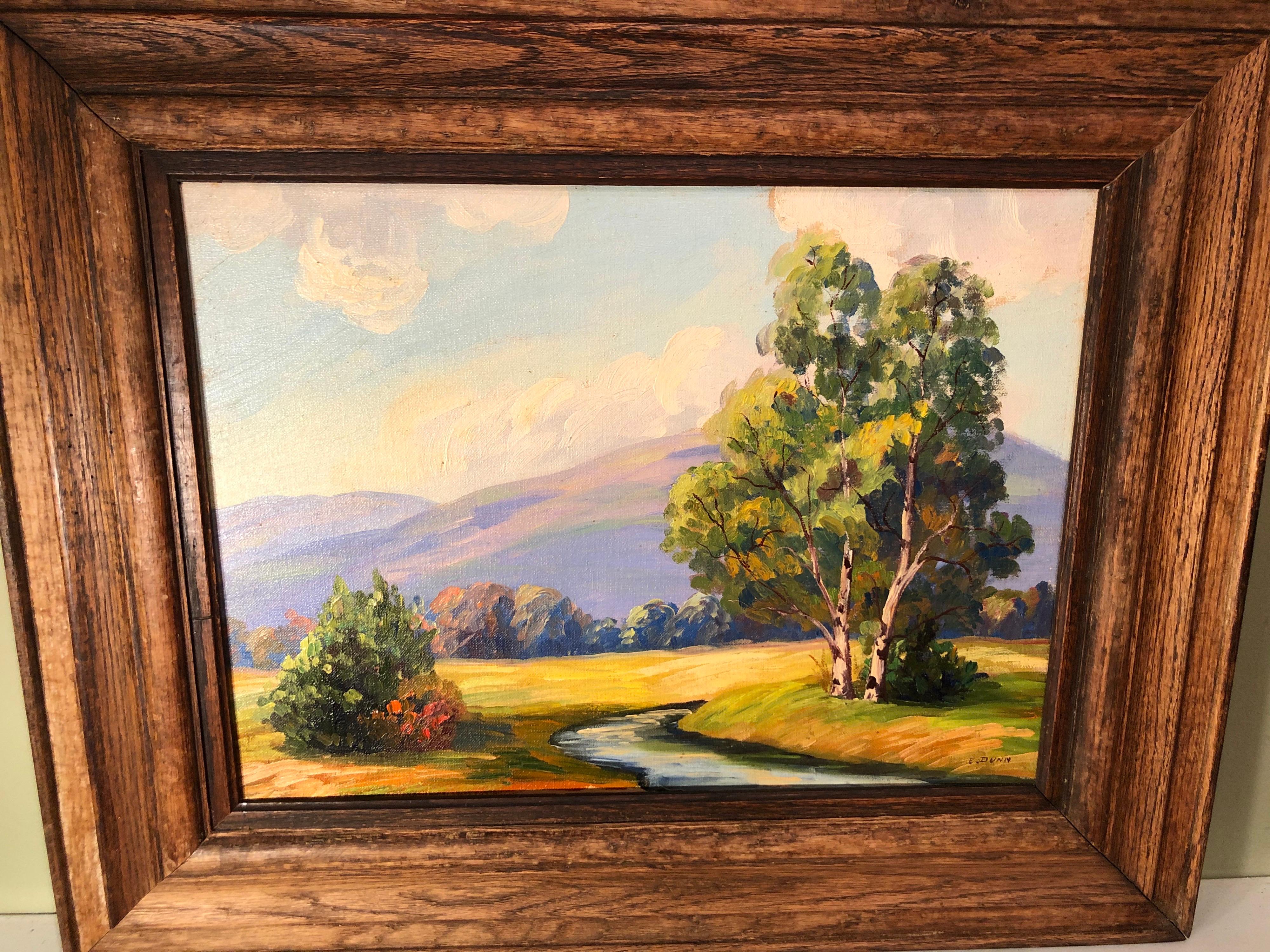 Pastoral Scene on Canvas by Emelene Abbey Dunn In Good Condition For Sale In Redding, CT