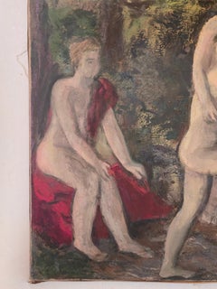 Pastoral Scene with Bathers by De Roover, Cézanne Style large oil painting