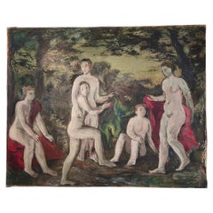 Pastoral Scene with Bathers by De Roover, Cézanne Style large oil painting