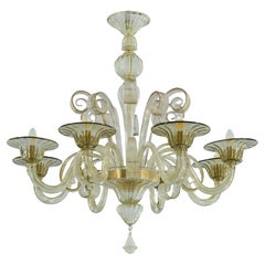 Pastorals Murano Glass Chandelier in Warm Amber Tones and Subtle Blue Accent