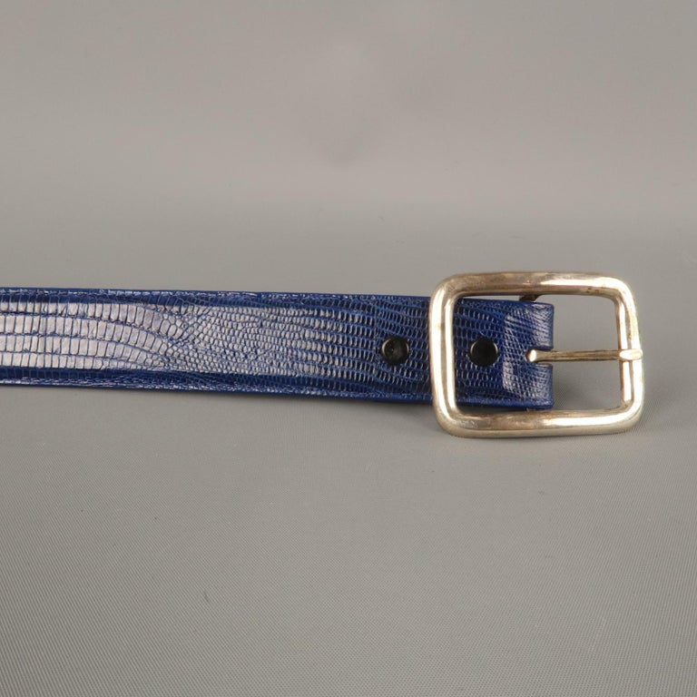 PAT AREIAS Size 34 Royal Blue Lizard Belt at 1stDibs