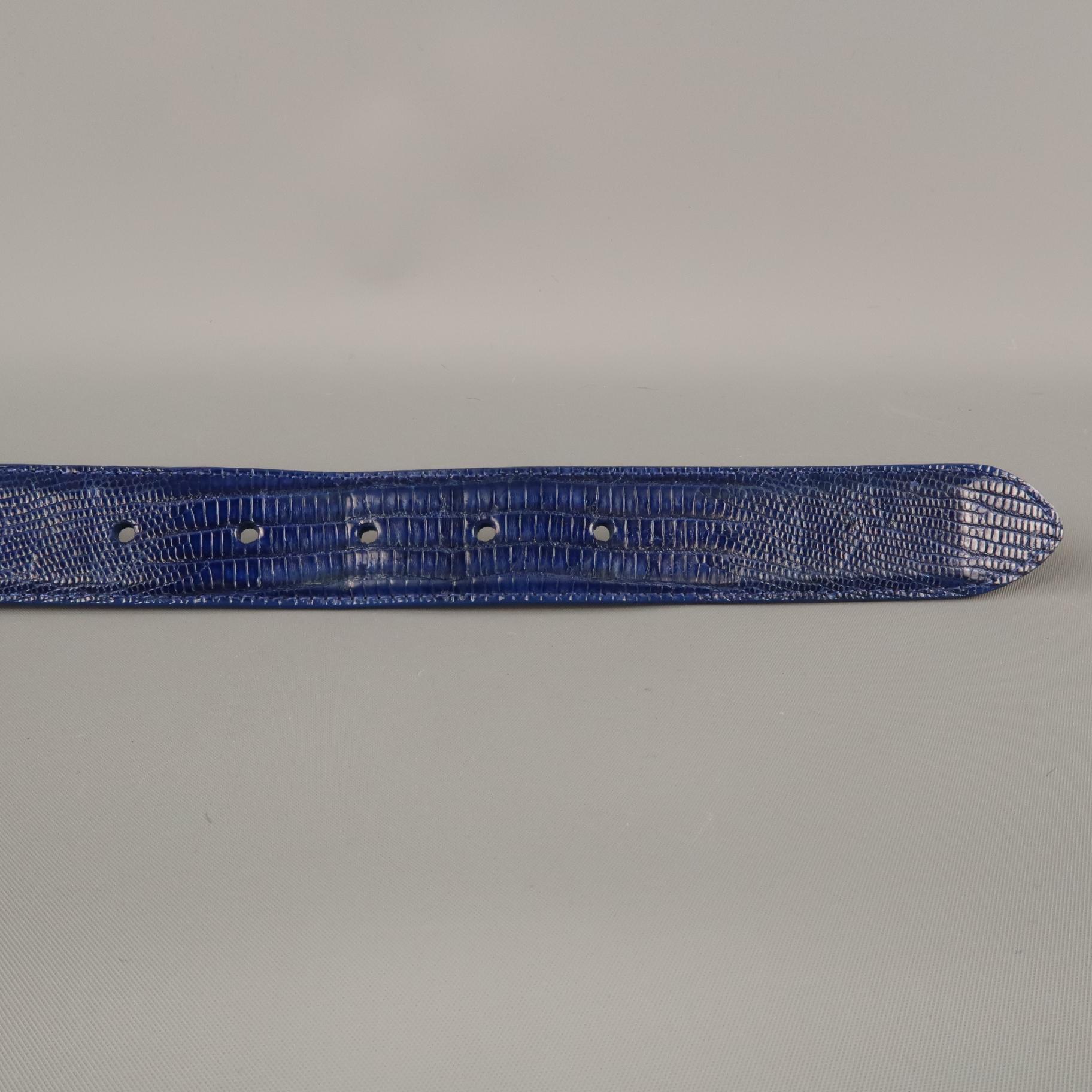 Black PAT AREIAS Size 34 Royal Blue Lizard Belt