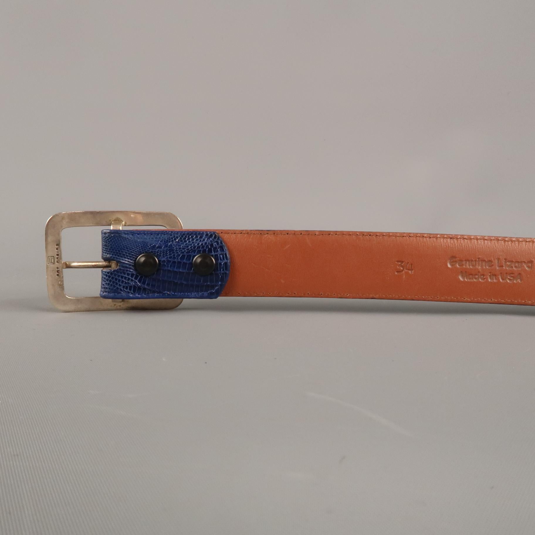 Men's PAT AREIAS Size 34 Royal Blue Lizard Belt