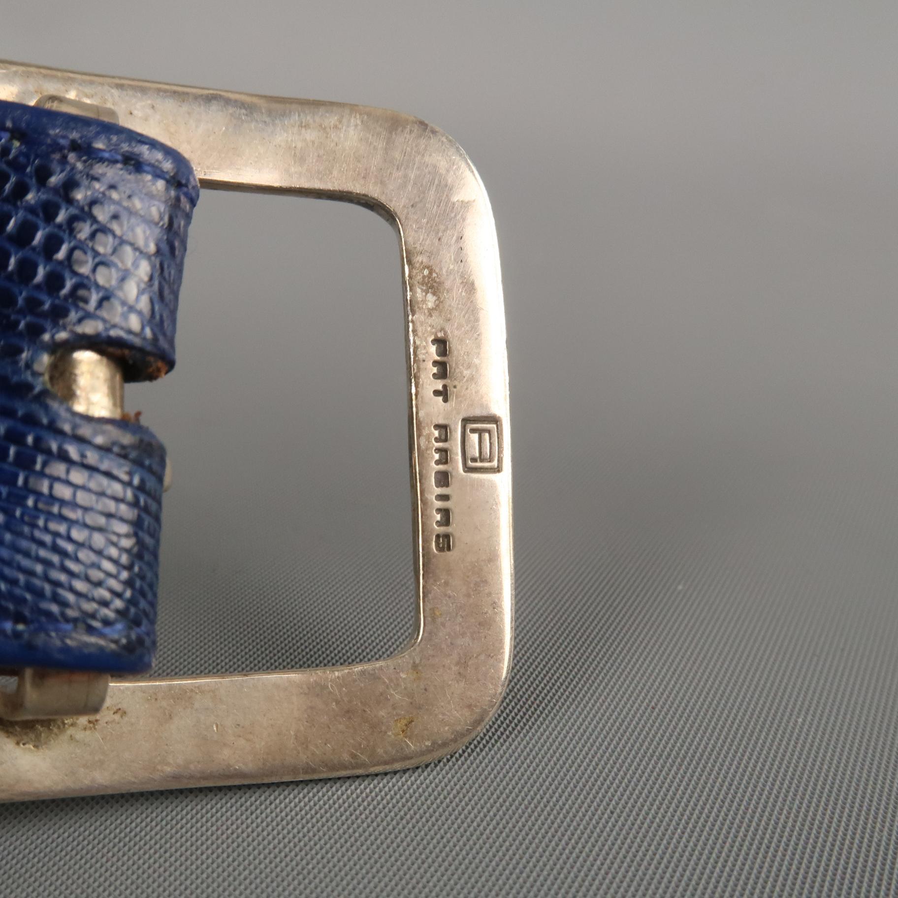 PAT AREIAS Size 34 Royal Blue Lizard Belt 4