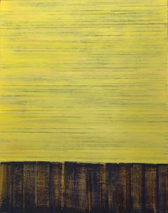 Complements of Huckleberry Ridge, yellow and brown abstract oil painting