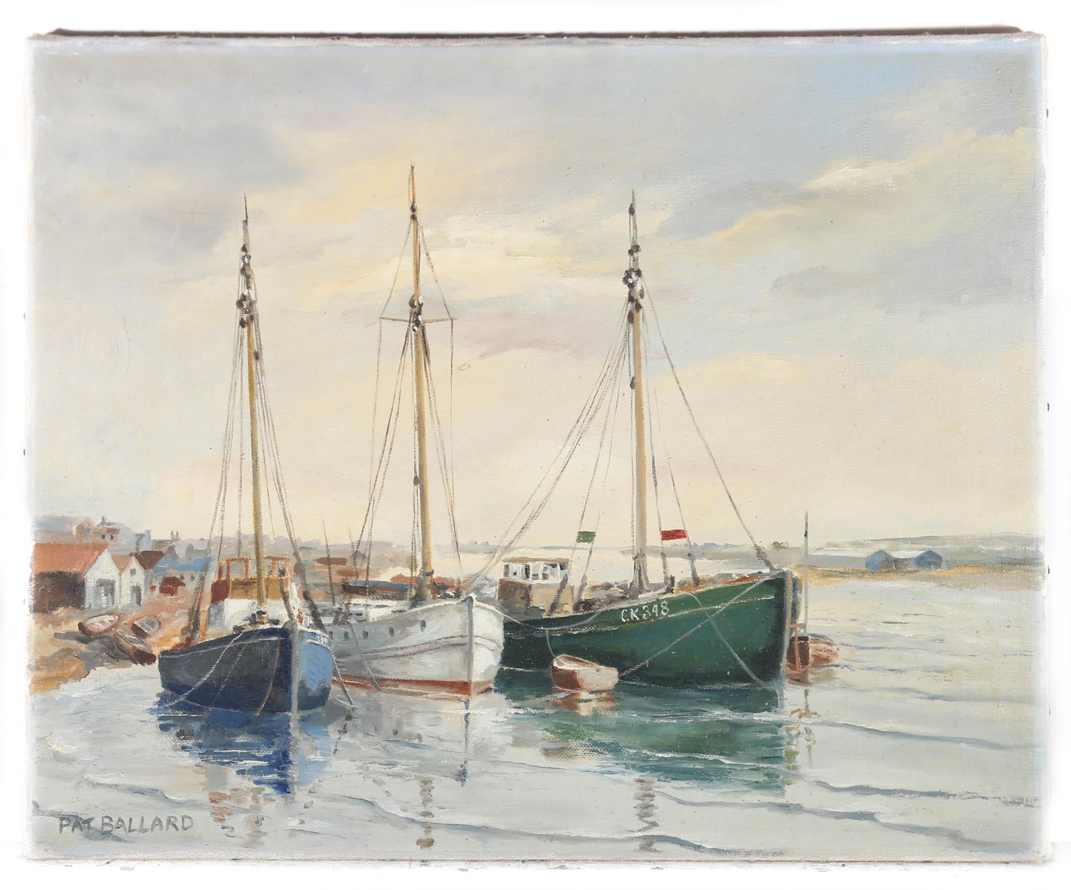 Pat Ballard - 20th Century Oil, Three Fishing Boats For Sale 1