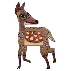 Pat Custer Denison Mixed Media Hanging Folk Art Deer
