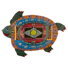 Pat Custer Denison Mixed Media Hanging Folk Art Turtle
