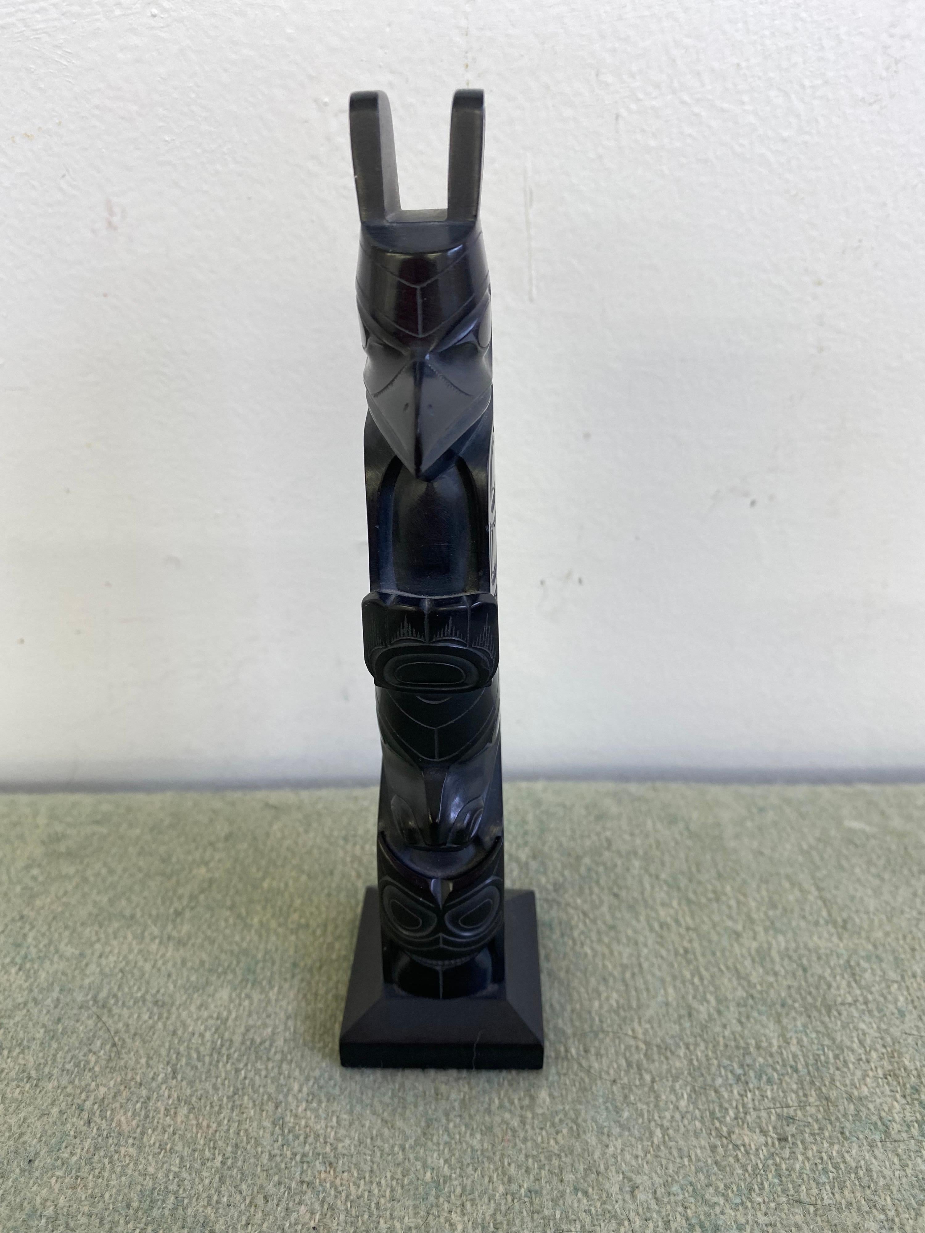 Anglo-Indian Pat Dixon Argilite Totem, 1969 For Sale