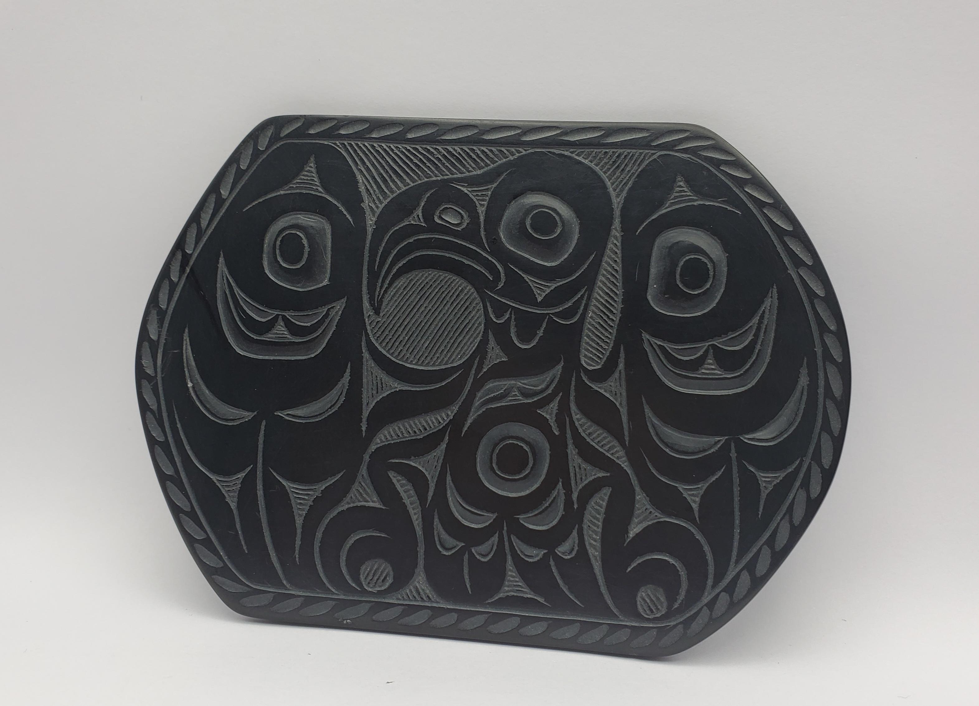 Pat Dixon Signed First Nations Carved Argillite Tray For Sale 5