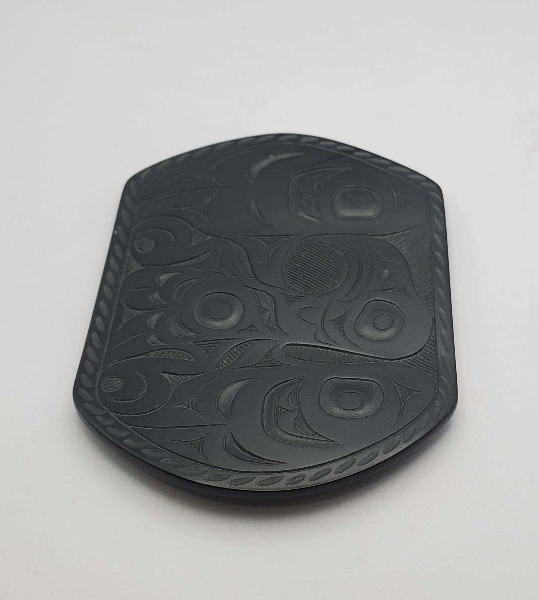 Women's or Men's Pat Dixon Signed First Nations Carved Argillite Tray For Sale