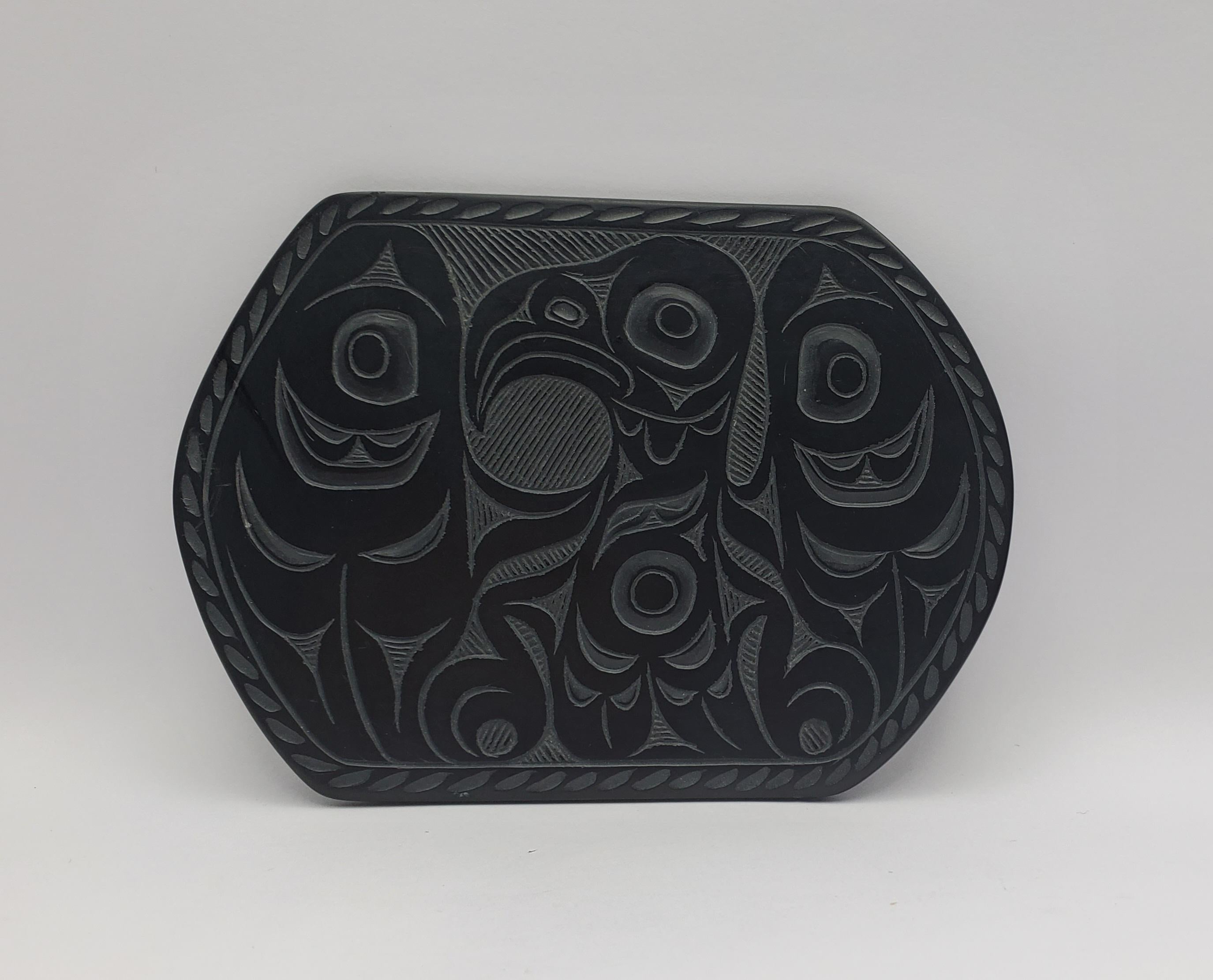 Pat Dixon Signed First Nations Carved Argillite Tray For Sale 2