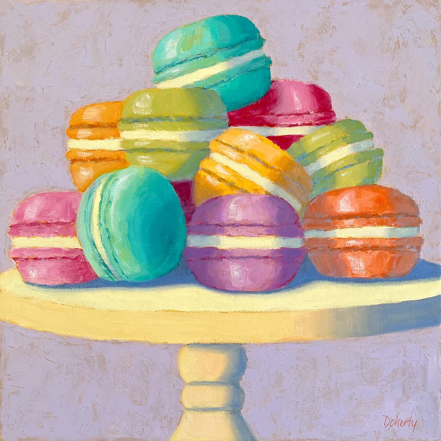 Pat Doherty Still-Life Painting – sortierte Macarons, Ölgemälde