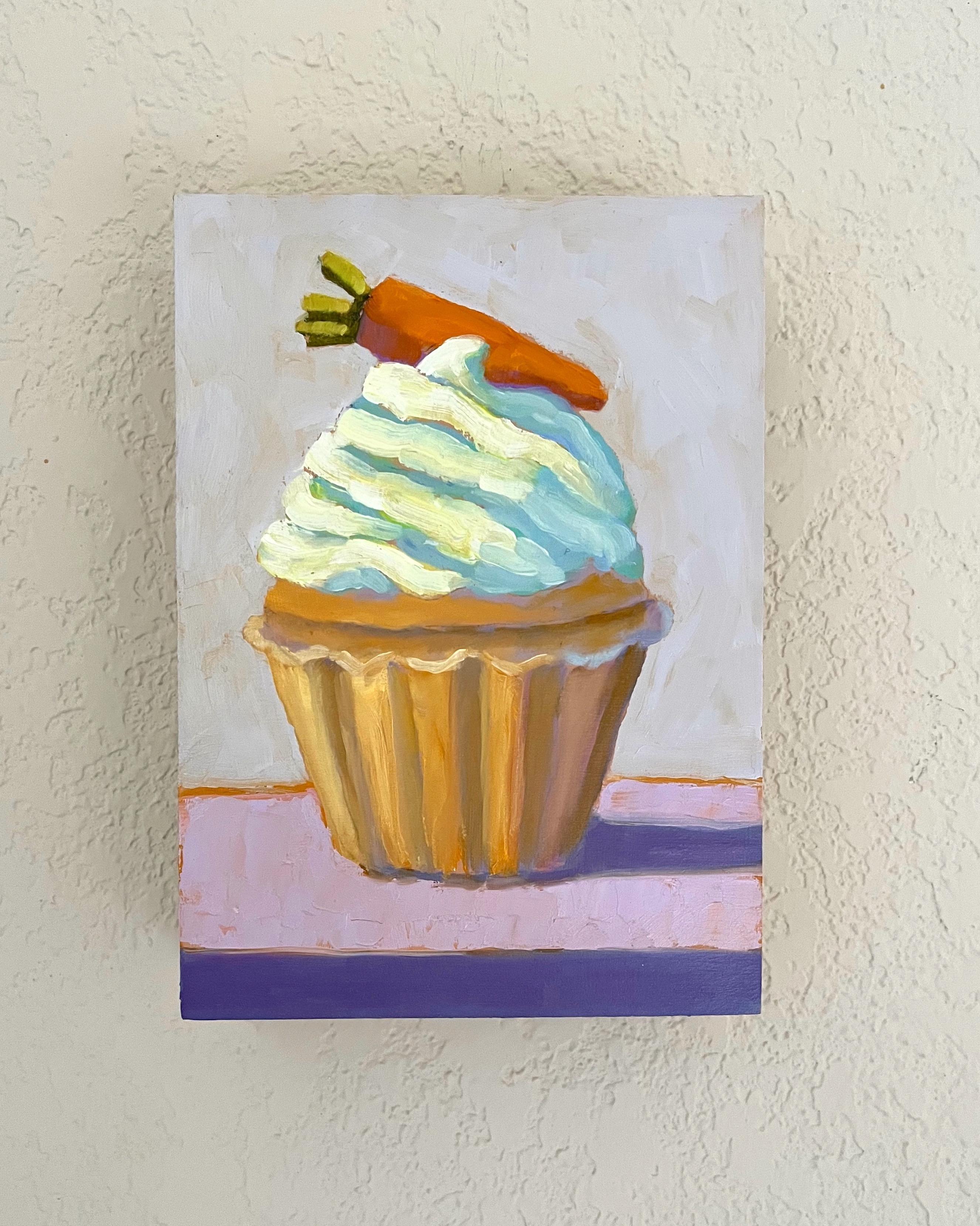 Cupcake alla carota, pittura a olio - Painting Contemporaneo di Pat Doherty