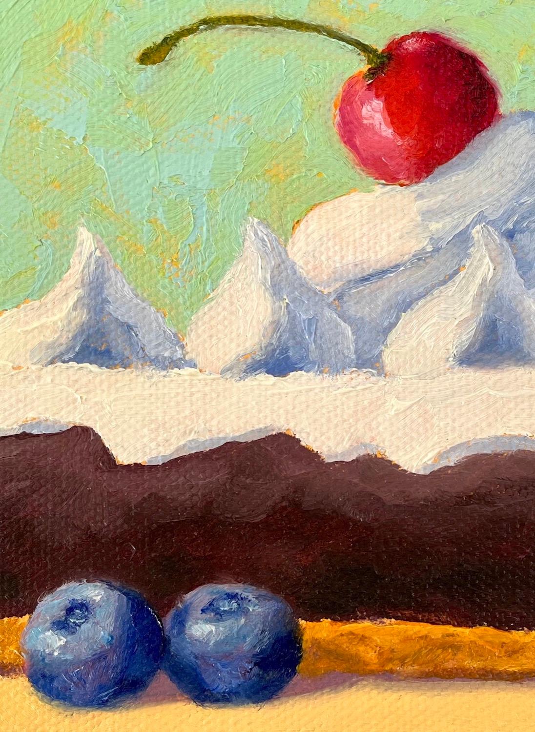 Torta alla crema di cioccolato, pittura ad olio - Still-Life Painting Beige di Pat Doherty