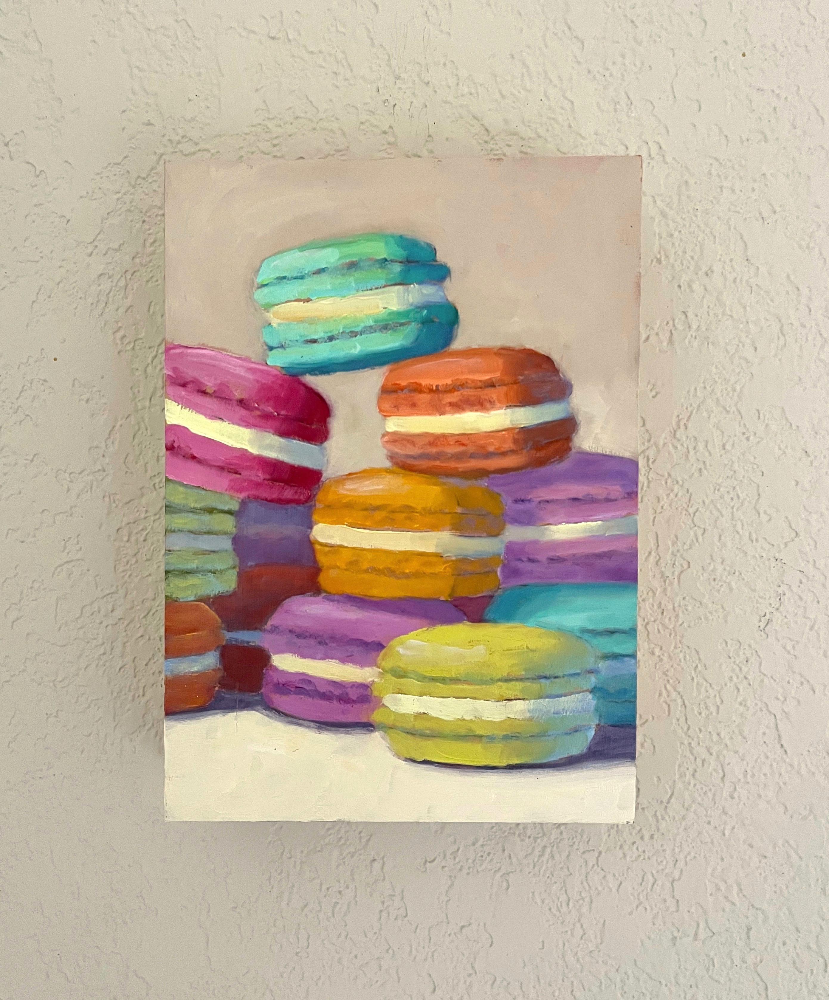 Macarons colorati, pittura ad olio - Painting Contemporaneo di Pat Doherty